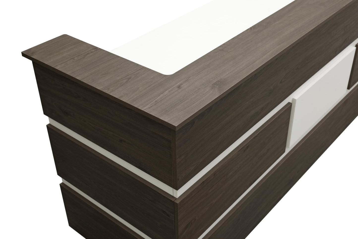 Mares 87" Wood Office Reception Desk Counter & Drawers w/Telescopic Rails & Chrome Handles | Cable Grommet Holes | Option to Add Logo | Front Table Furniture Nail Hair Beauty Salon Spa Restaurant