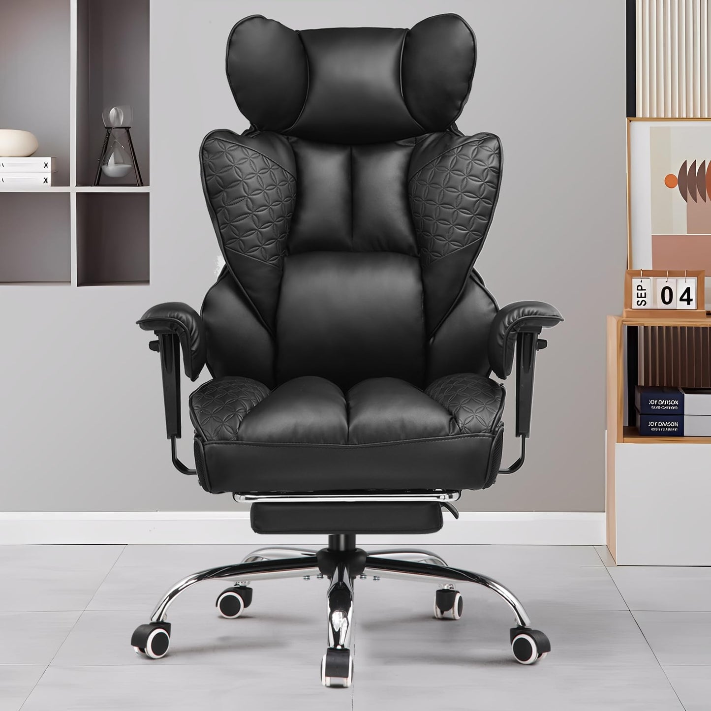 GTPLAYER Big and Tall Gaming Chair 400lbs Heavy Duty Office Chair with Footrest, High Back Pocket Spring Lumbar Support, Ergonomic Wide Comfy Seated Cushion for Lower Back Pain Relief, Earth-Black