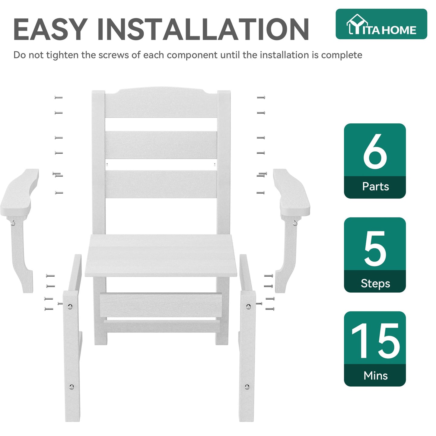 YITAHOME White Wood-Grain Textured Resin Patio Dining Chairs, Comfortable Outdoor Chair Set for Deck & Balcony, 330 LBS Capacity, All-Weatherresistant Dining Chair with Wide Seat, 2-Pack