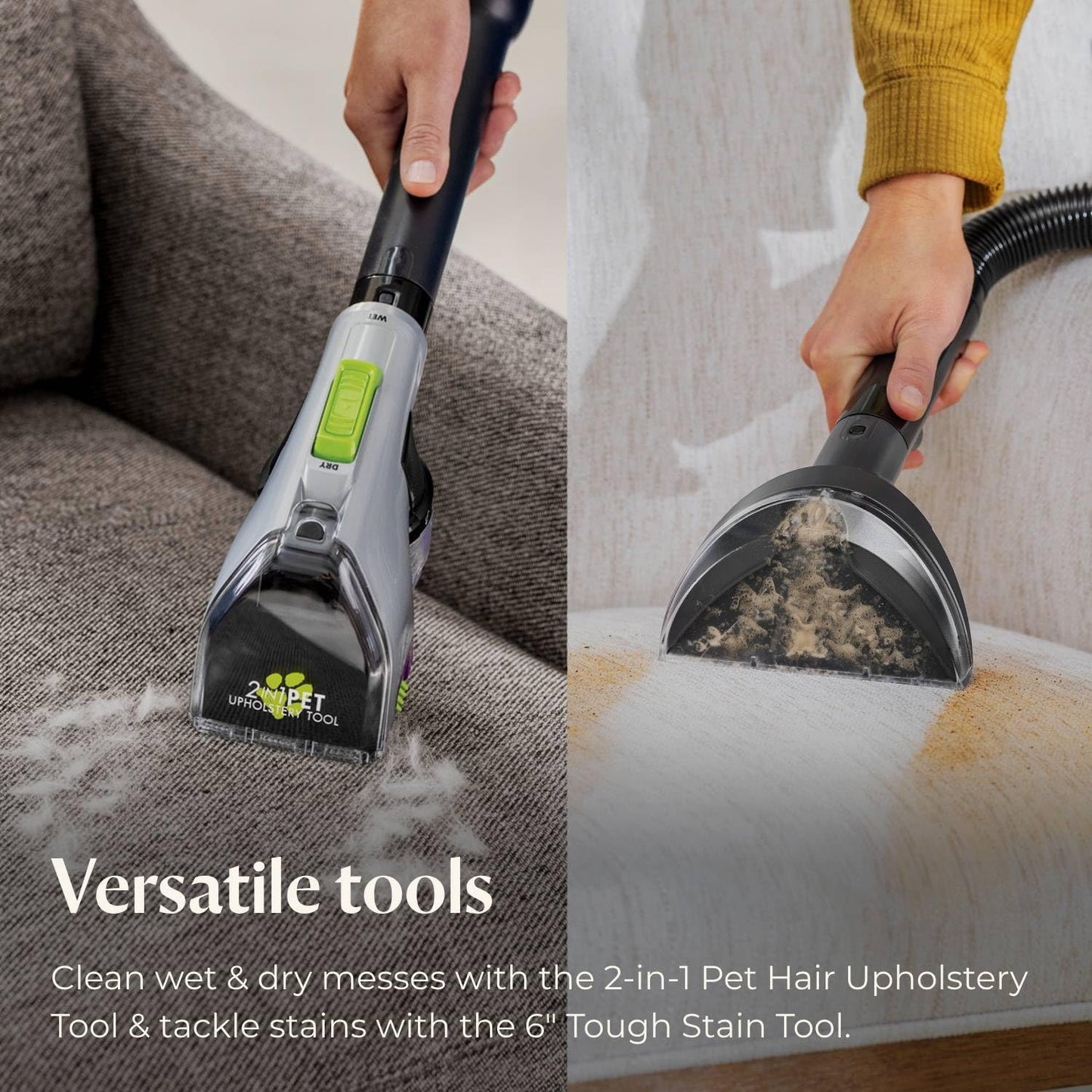 BISSELL Revolution HydroSteam Pet Carpet Cleaner, Upright Deep Cleaner, HydroSteam Technology, 2-in-1 Pet Upholstery Tool & Formulas Included, 3432