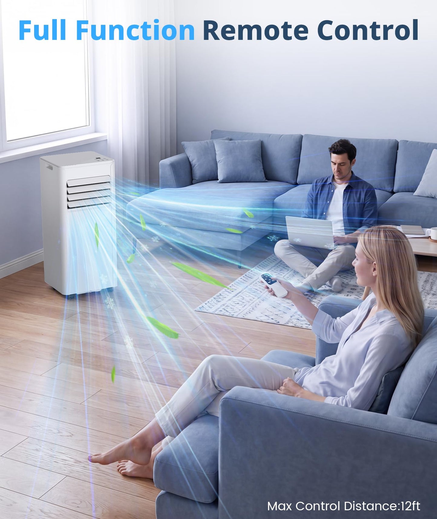 10,000 BTU Portable Air Conditioner, Cools Up to 450 Sq. Ft., 5-in-1 Quiet Portable AC Units with Remote Control, LED Display, 24H Timer, Sleep Mode, Window Kits for Bedroom, Office, Apartment