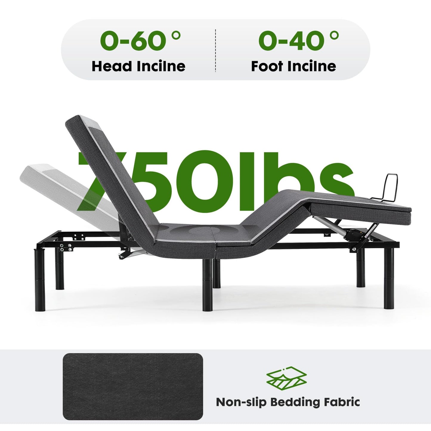 HAPPYMONT Twin XL Adjustable Bed Frame, Ergonomic Electric Bed Base with Wireless Remote and 2 USB Ports, Head and Foot Incline, Zero Gravity, Anti-Snore, Easy Assembly