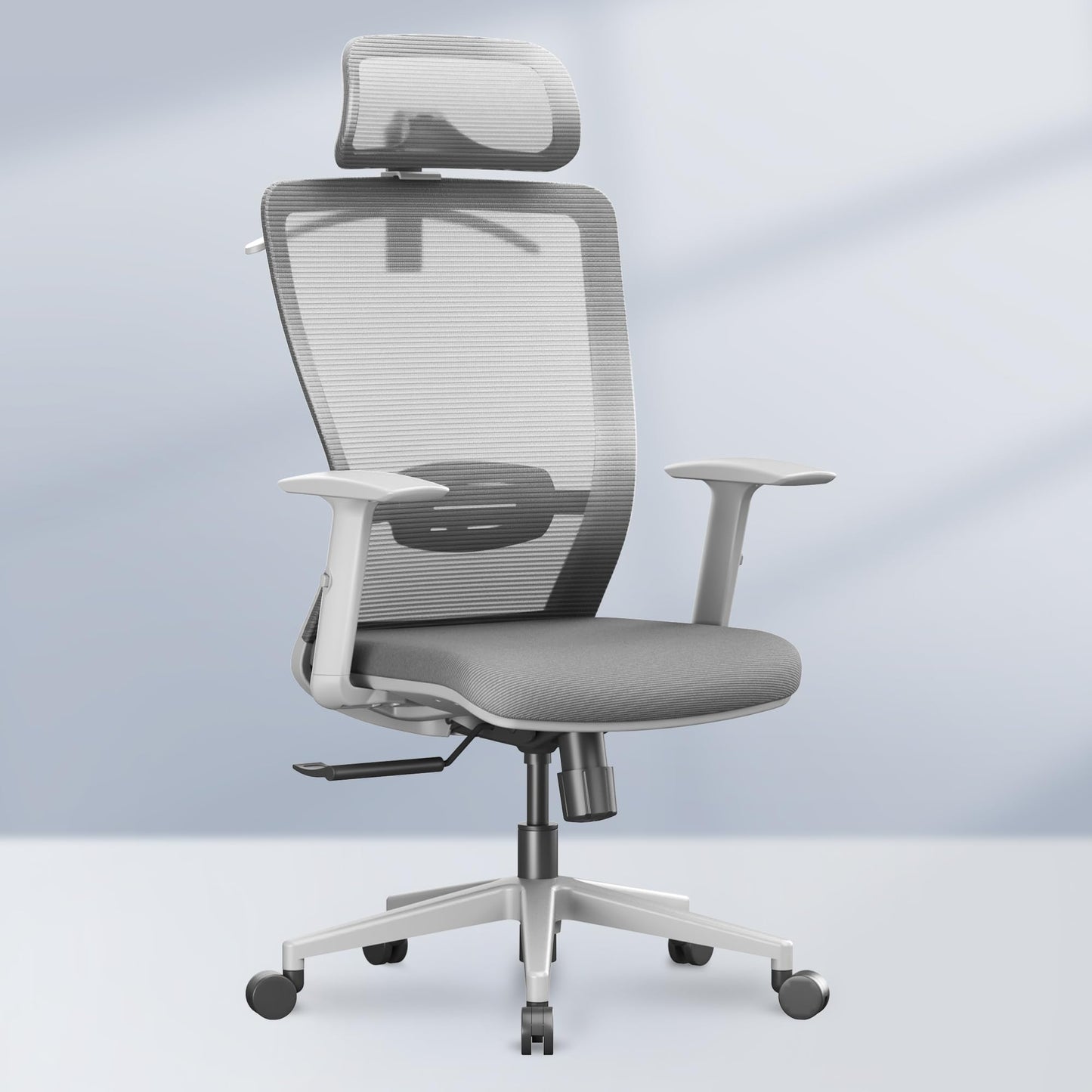 FLEXISPOT OC3 Cloud Ergonomic Office Chair, Mesh Back Computer Chair, Home Office Desk Chairs with Adjustable Lumbar Support/3D Headrest/Reliable Base, Elastic Foam Seat, Light Gray