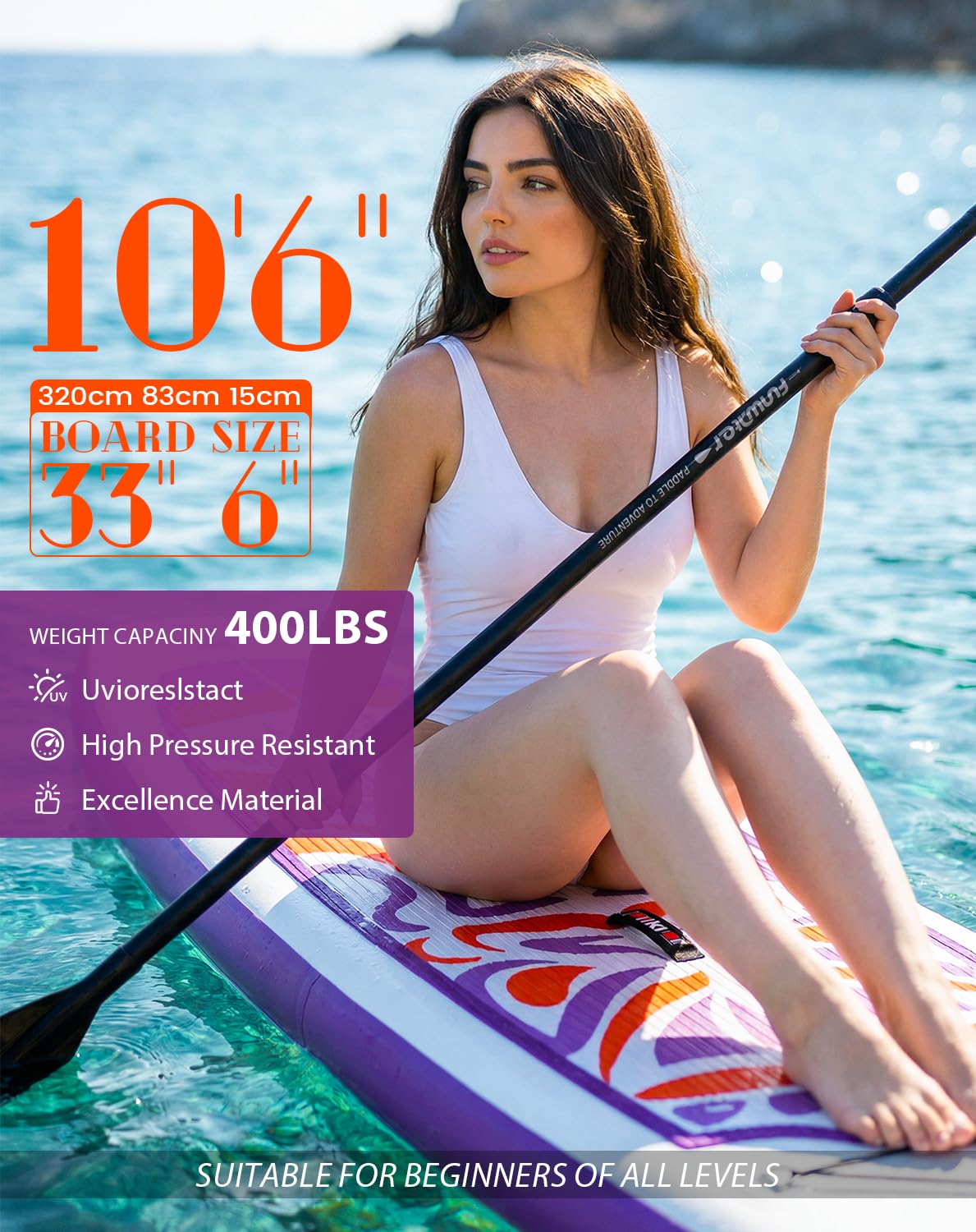 FunWater Inflatable 10'6×33"×6" Ultra-Light (17.6lbs) SUP for All Skill Levels Everything Included with Stand Up Paddle Board, Adj Floating Paddles, Pump, ISUP Travel Backpack, Leash,Waterproof Bag