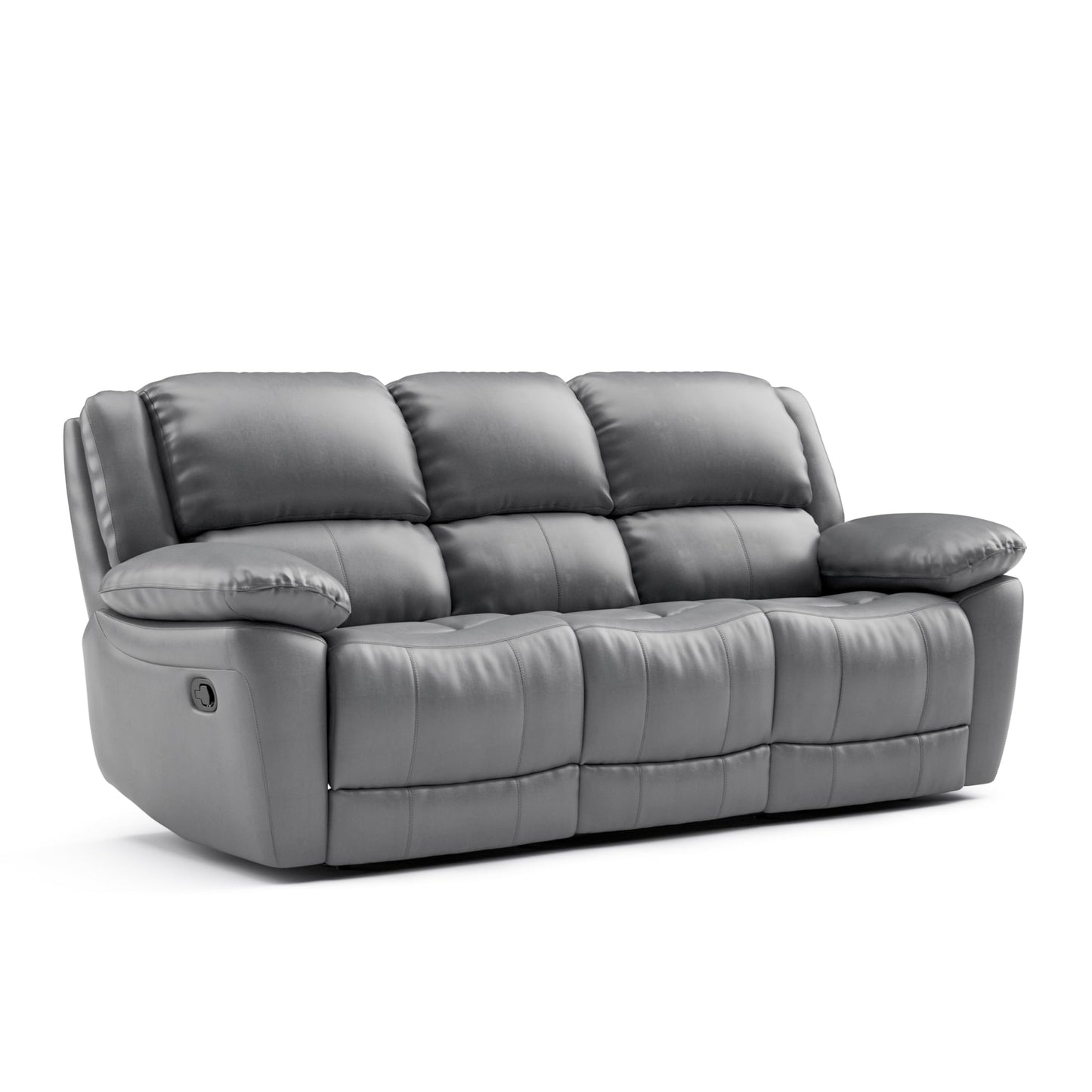 Furniture of America Sorin Modern Leather Recliner Sofa with Pillow Armrests and High Density Foam, Reclining Sectional Couch for Living Room, Office, Home Theater, FSC Certified, Dark Gray