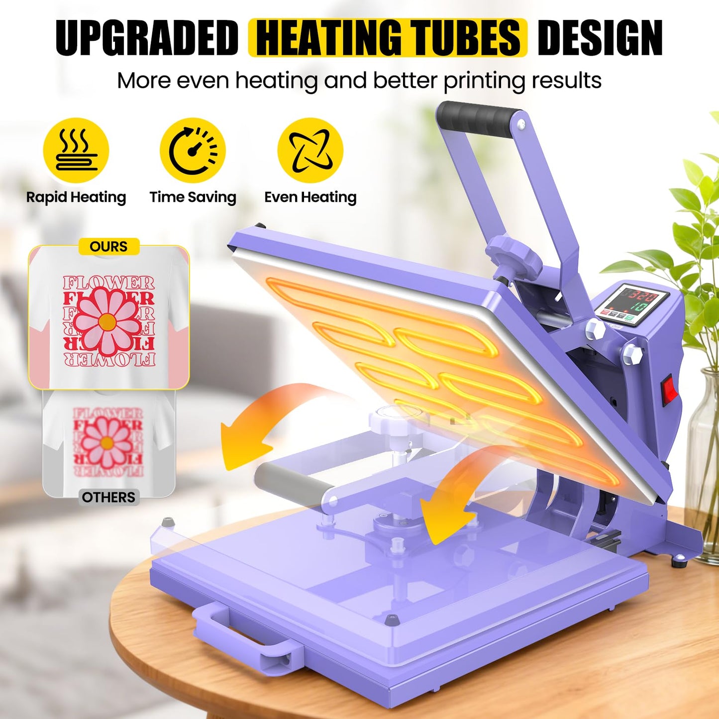 AKEYDIY 15" x 15" Slide Out Heat Press for T Shirts - Fast Heating for Sublimation, Industrial Even Heat Transfer & Precise Temp Control, Shirt Heat Press for Vinyl & Fabric Projects (15x15 Purple)