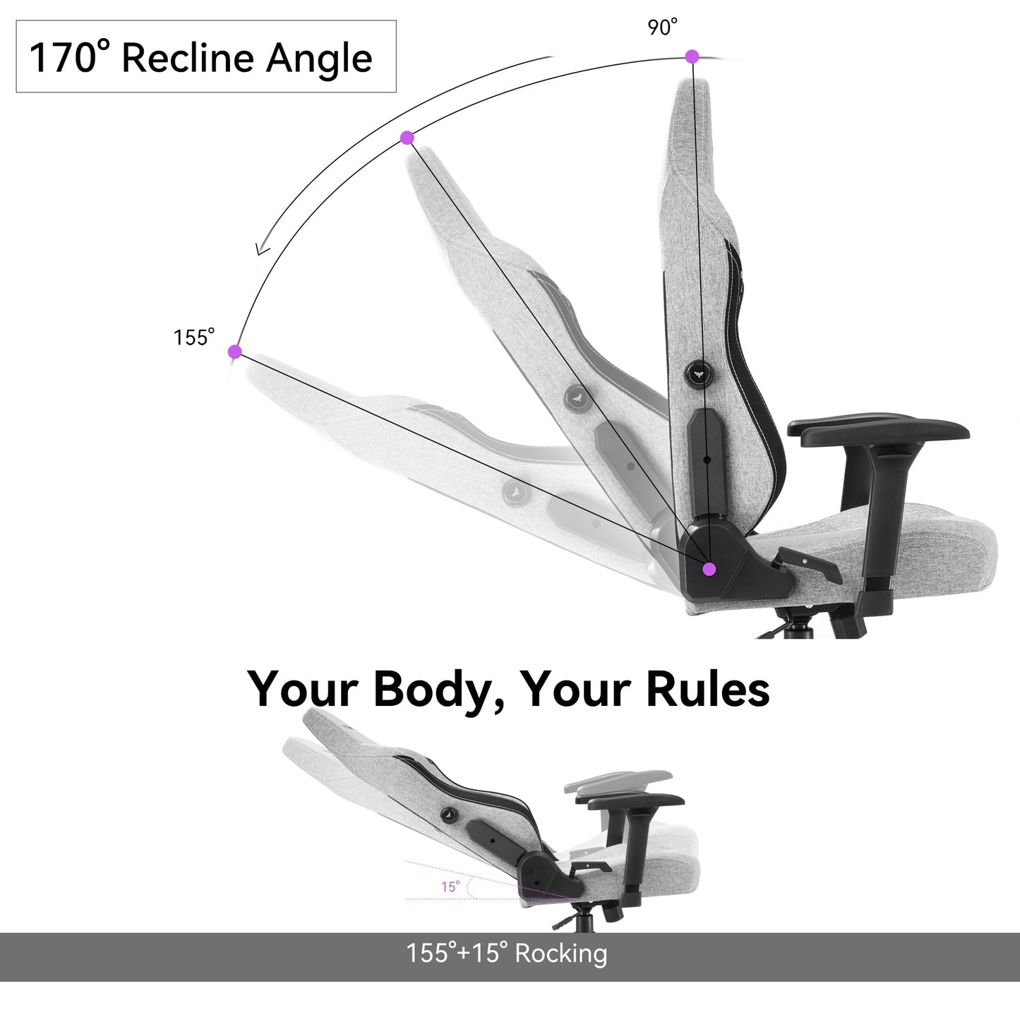 VENTUVIBE Gaming Chair - High Back Ergonomic Computer Chair with Lumbar Support, Video Game Chair-4D Adjustable Armrests,170° Reclining & 320lb Capacity,Fabric,Gray