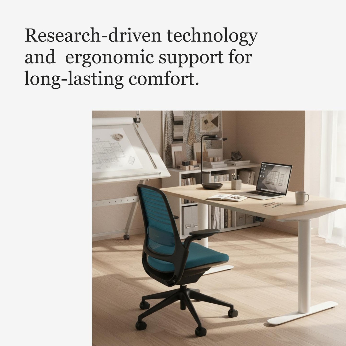 Steelcase Series 1 Office Chair - Ergonomic Work Chair with Wheels for Carpet - Helps Support Productivity - Weight-Activated Controls, Back & Arm Support - Easy Assembly - Blue Jay