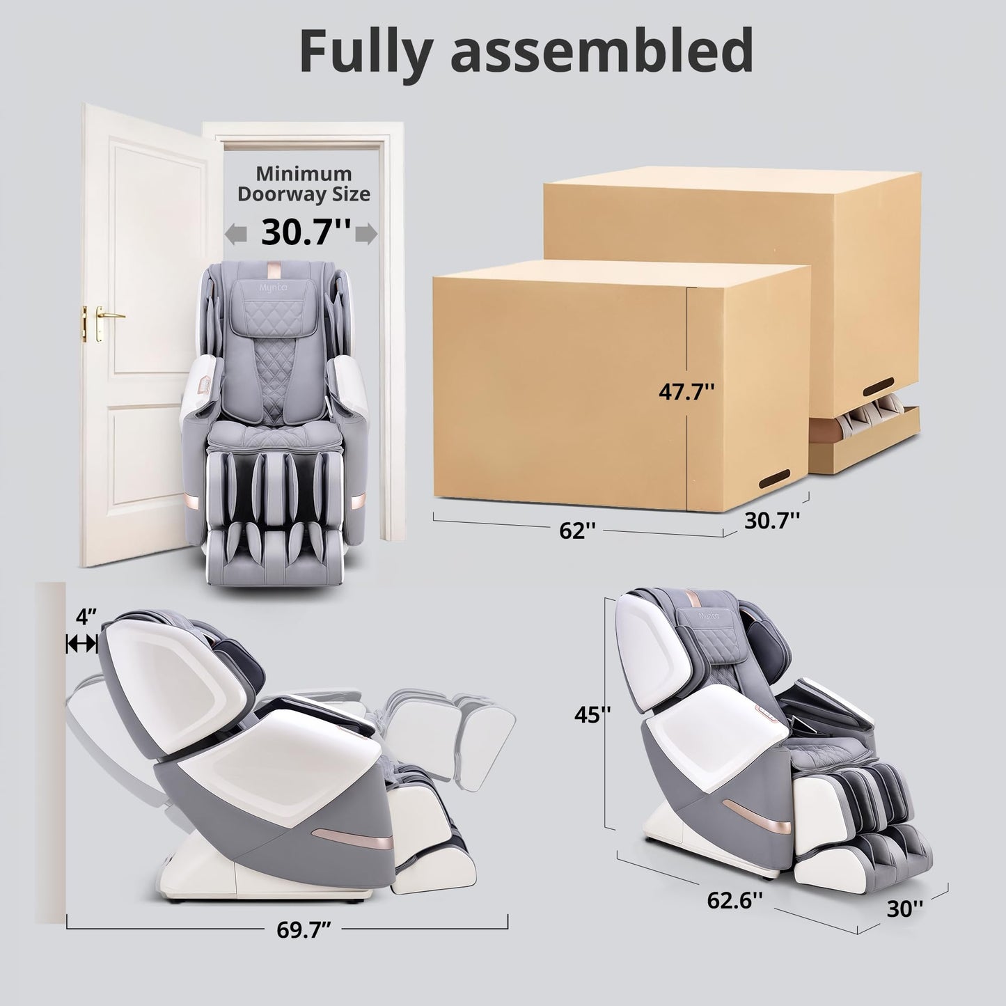 MYNTA 4D Massage Chair, Dual Mechanism 4D+2D Massage Chair Full Body, Waist & Shawl Heating with Extended SL-Track, Foot & Calf Massager, Music Sync with Hi-Fi Bluetooth Speaker