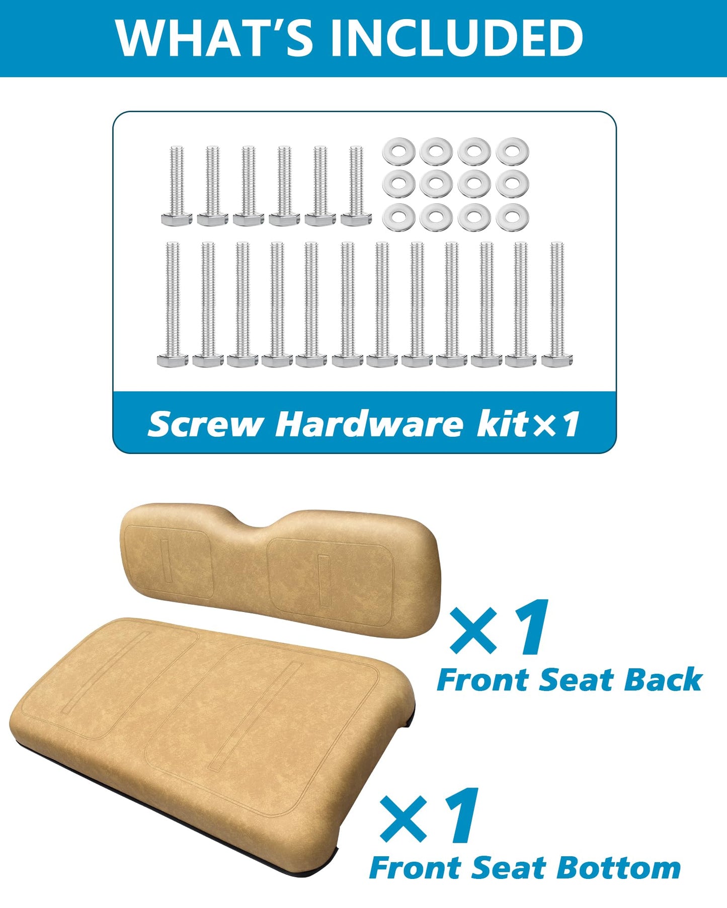 Shu-Ran Golf Cart Front Seat Replacement for EZGO TXT/Medalist 1994-2013,Golf Cart Front Seat Bottom and Back Rest Cushion Assembly Kit,Tan