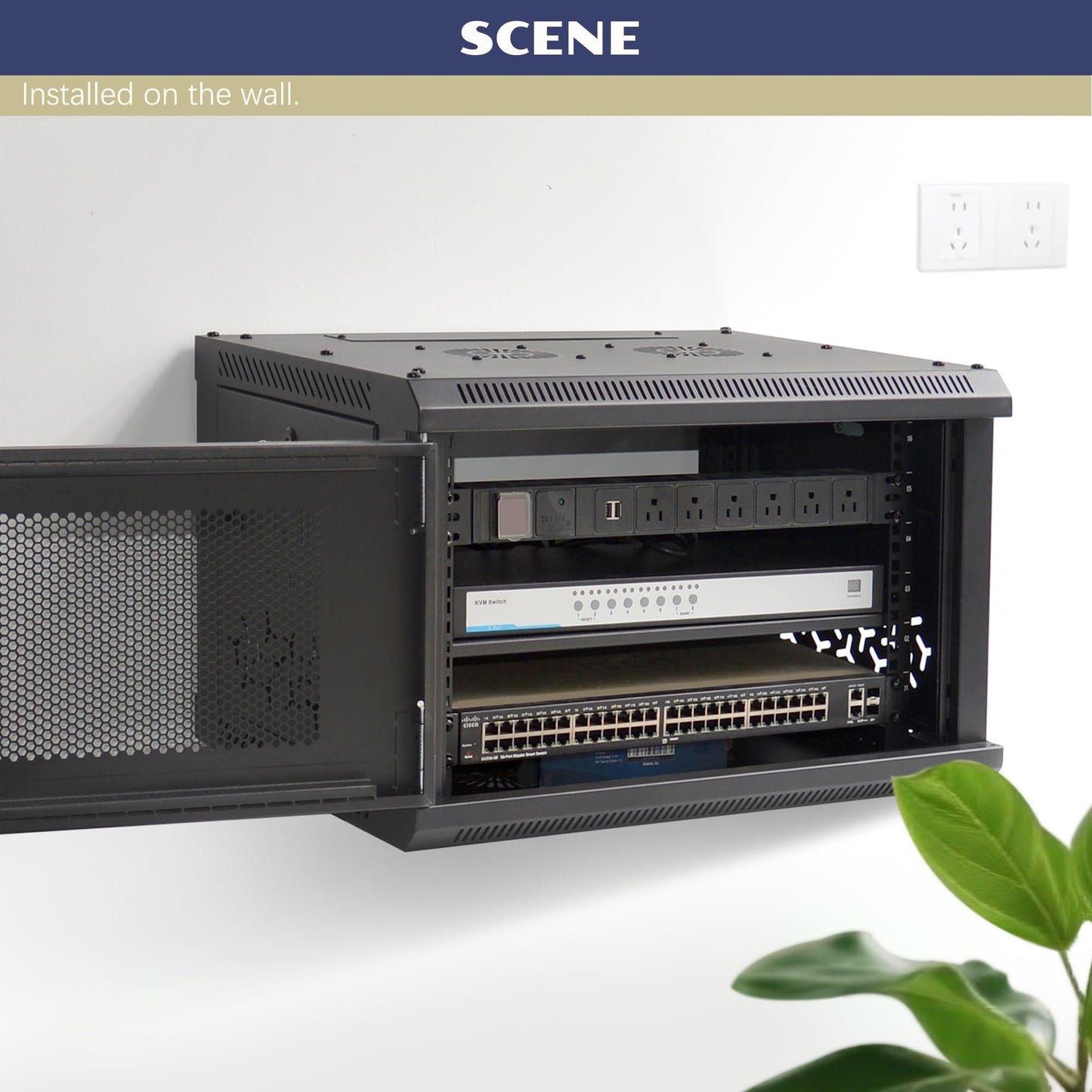 OCEANHUG 12U Wall Mount Server Cabinet with A Lockable Front Vented Door, Cooling Fans, Removable Side Panels - 60cm Depth, 19" Network Rack Including 2 PCS Full-Size Rack Shelves for IT Equipment