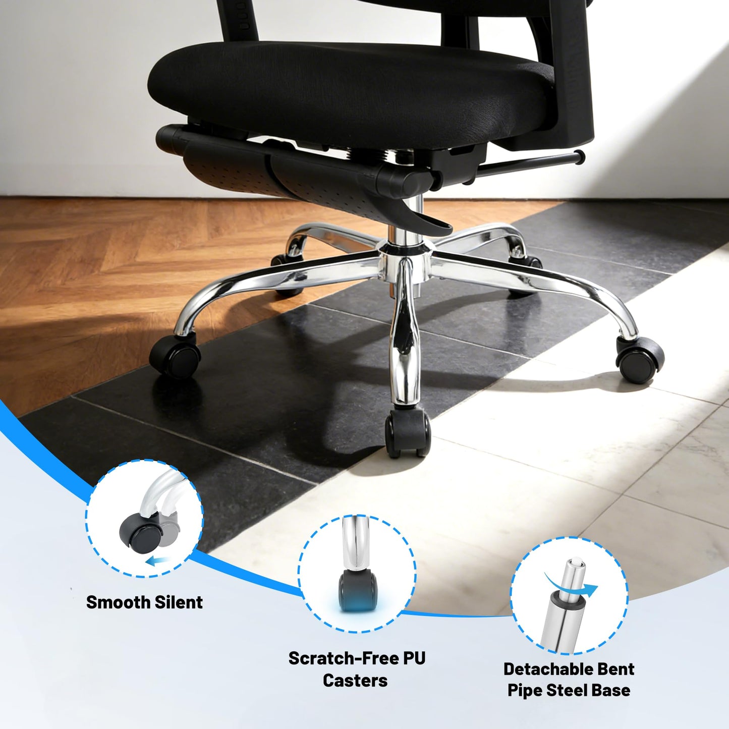 Garvee Ergonomic Mesh Office Chair, Adjustable Lumbar High Back Desk Chair 300lbs, 4D Flip-Up Arms, 3-Level Tilt Backrest, 3D Headrest, PU Wheels, Swivel Rolling Computer Seating for Long Desk Work