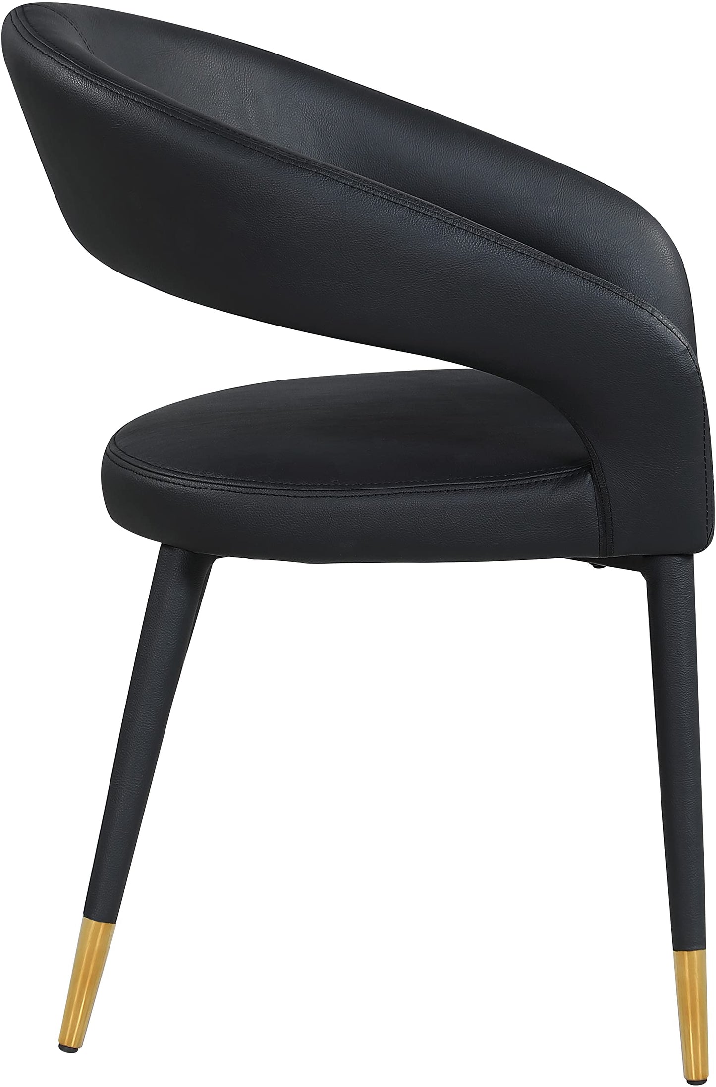 Meridian Furniture 538Black-C Destiny Collection Modern | Contemporary Vegan Leather Upholstered Rounded Back Dining Chair, Black, 23" W x 23" D x 31.5" H