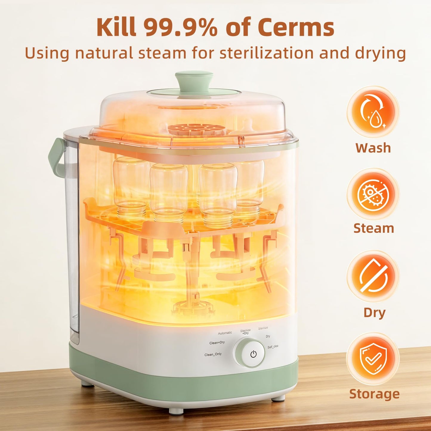 Dushany EaseClean Bottle Washer Pro | All-in-One Bottle Washer and Sterilizer and Dryer | Baby Bottle Washer for Bottles, Pump Parts & Baby Essentials | Replaces Hand Washing