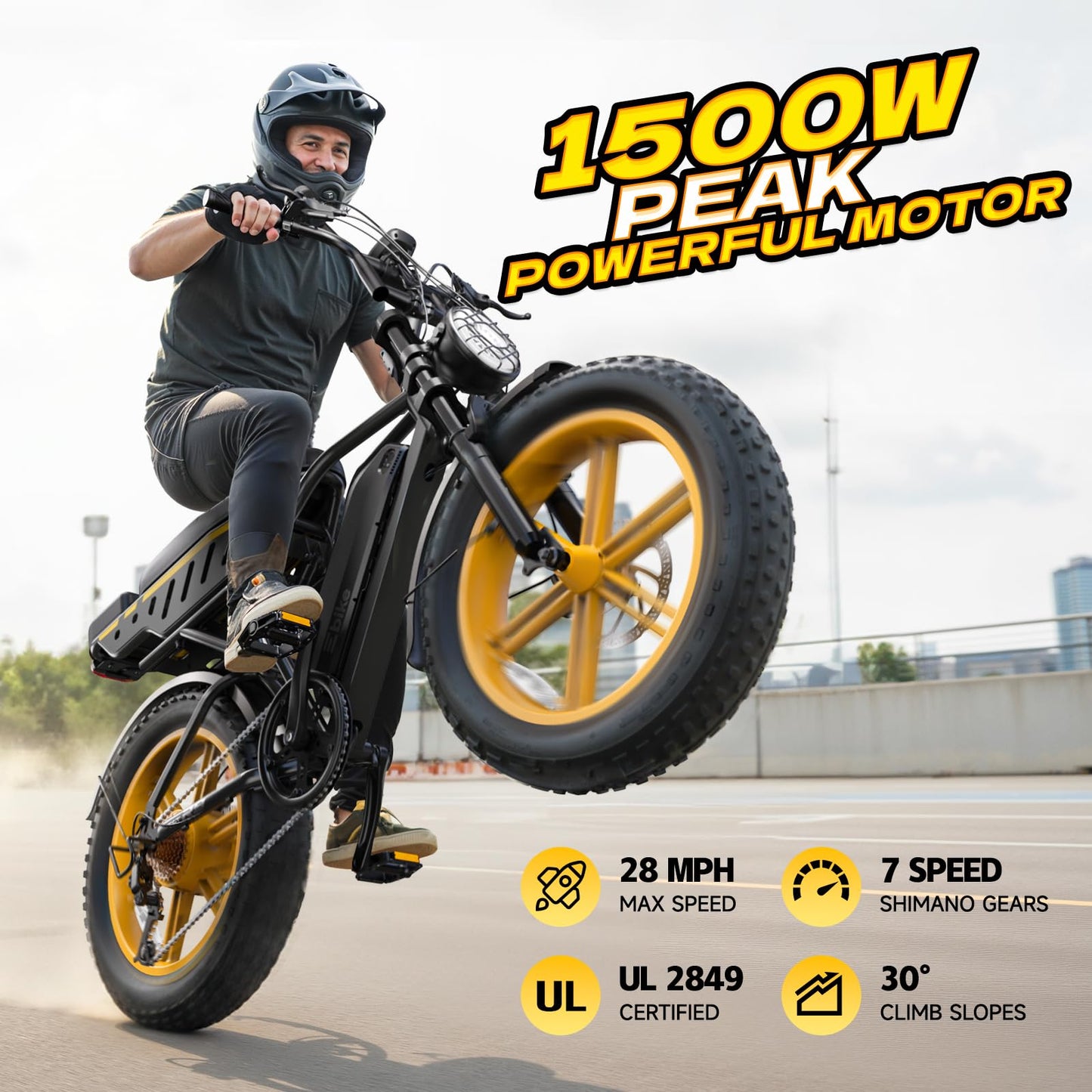 TST Electric Bike for Adults 1500W Peak 20" Fat Tire All-Terrain E-Bike 60/130 Miles Electric Dirt Bike - 48V 15/30AH Battery Tested to UL 2849 Powered Electric Bicycle