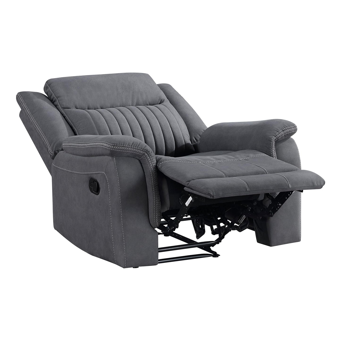 Lexicon Manual Recliner Chair, Polished Microfiber Reclining Sofa Chair, Home Theater Seating, Wall Hugger Manual Recliner for Living Room/Office/Apartment, Gray