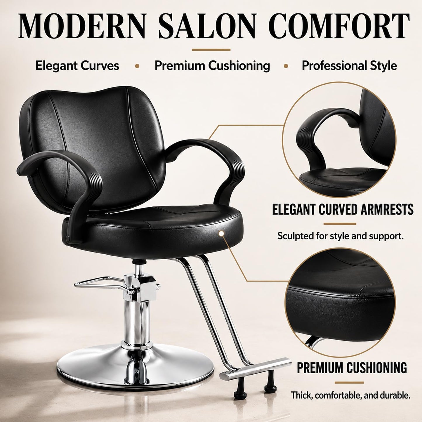 Artist hand Salon Chair for Hair Stylist, Hydraulic Barber Chair for Home