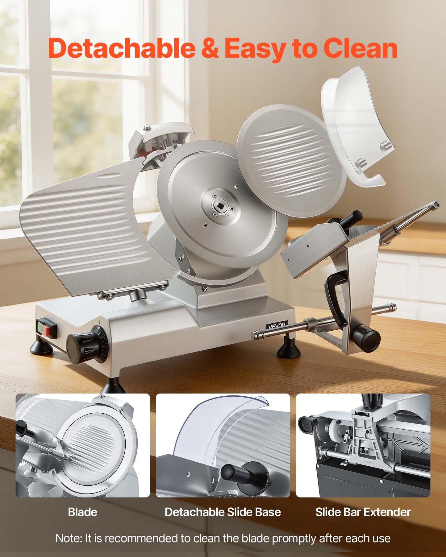 VEVOR Commercial Meat Slicer, 320W Electric Deli Food Slicer with 12" Carbon Steel Blade, Built-In Sharpener & 0-0.6" Adjustable Thickness for Frozen Meat, Ham, Baguett, Steak, UL Approved