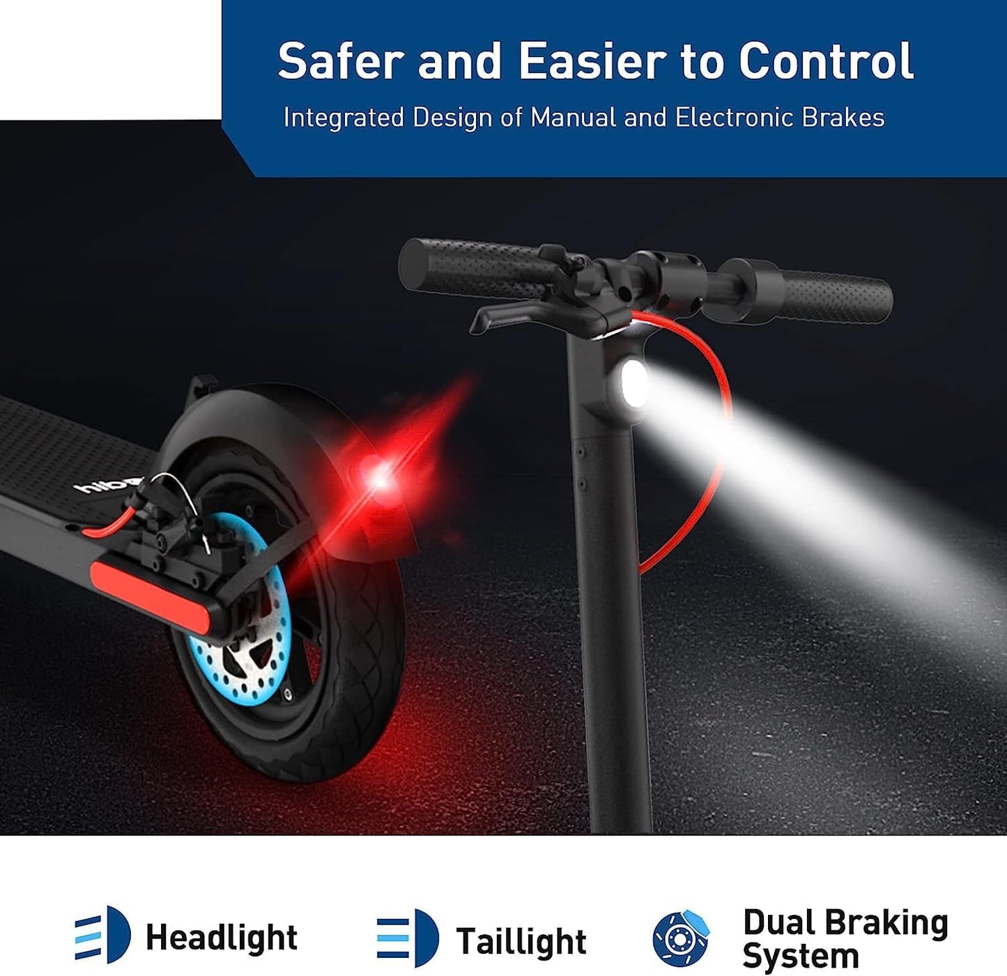 Hiboy 500W Peak Motor Electric Scooter, 19MPH, 22 Miles Long-Range, Foldable Commuter Electric Scooter Adults with Removable Battery, Dual Braking System & APP for Urban Travel