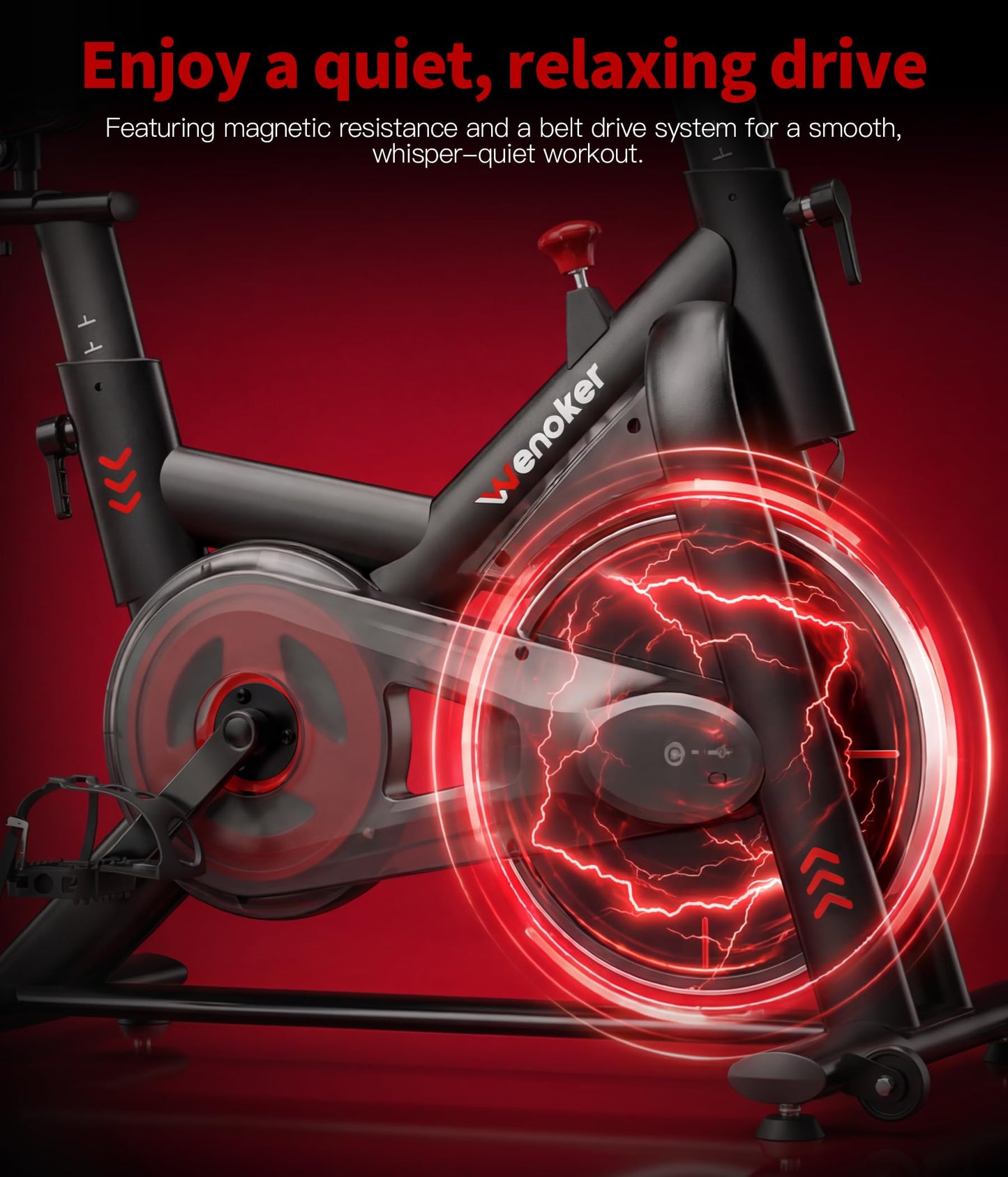 Magnetic Exercise Bike for Home – Adjustable Silent Spin Bike with 350lb Capacity, APP Connectivity, LCD Monitor & Device Holder – Indoor Cycling Bike for Cardio & Weight Loss