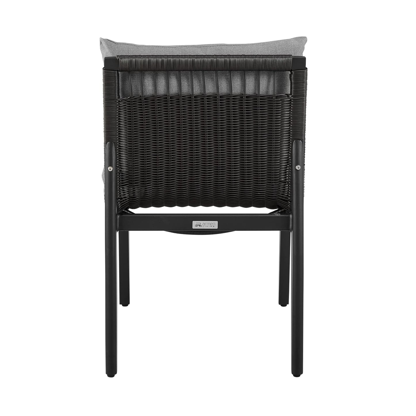 Armen Living Grand Outdoor Patio Dining Chairs in Aluminum with Grey Cushions - Set of 2