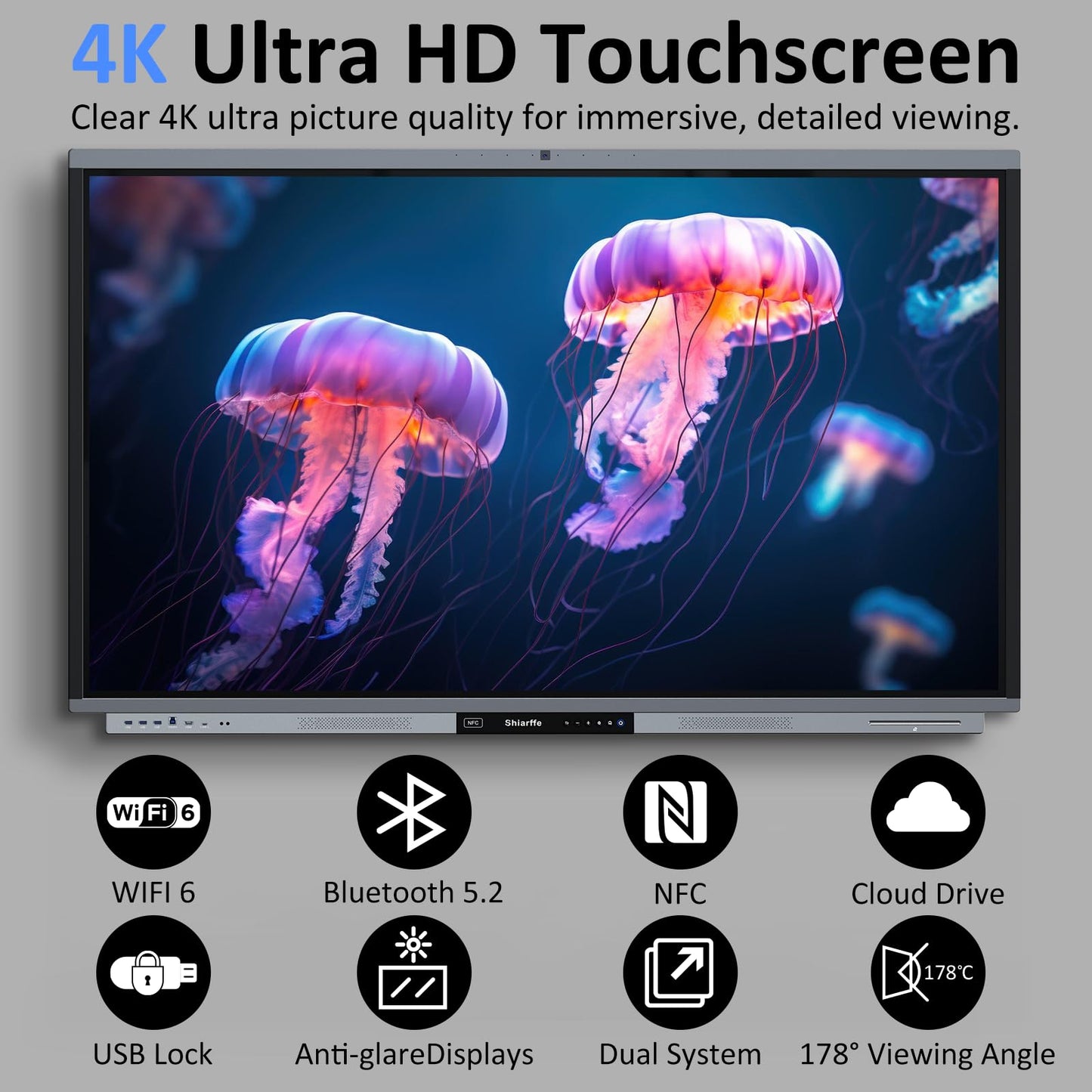 Shiarffe R9 65 Inch 4K Smart Board 16GB RAM + 256GB Storage