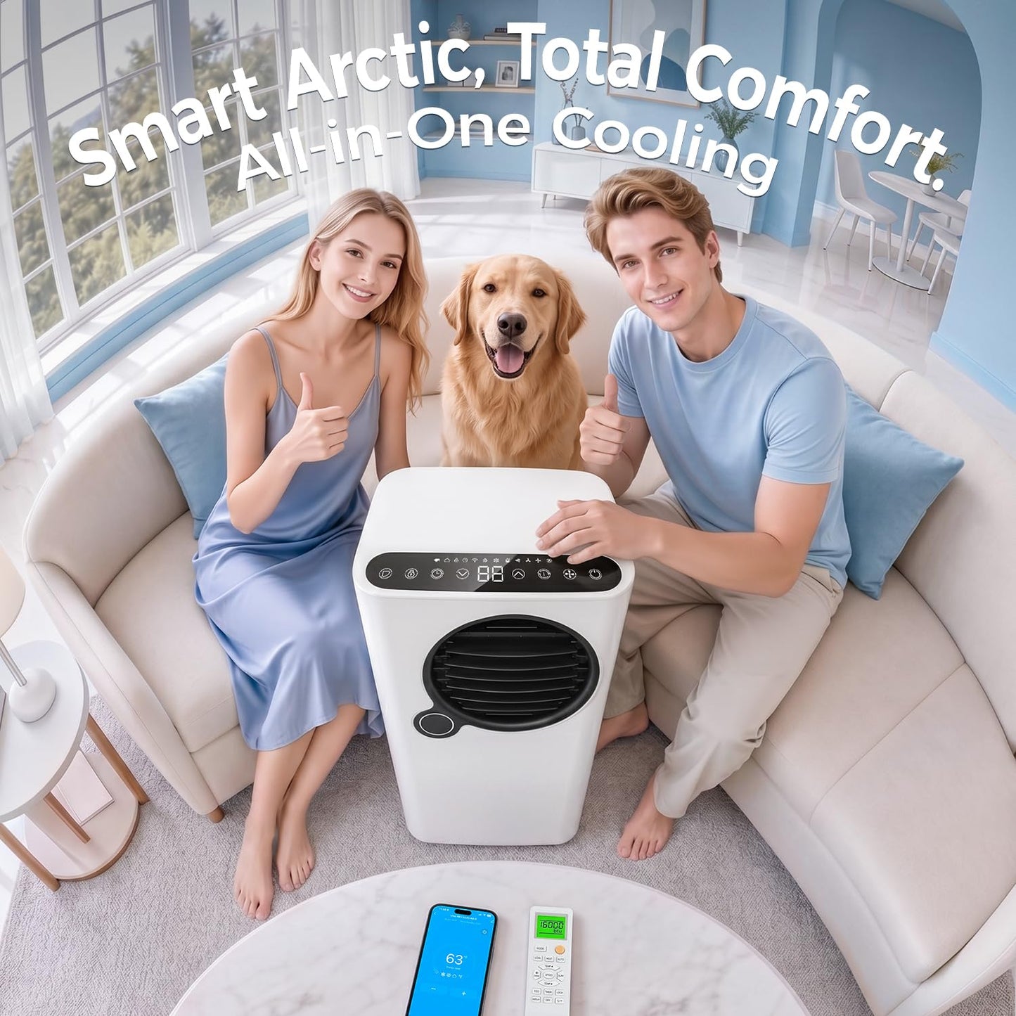 KINDOJIA Portable Air Conditioners 16,000 BTU, 6-in-1 Smart AC with WiFi App Control, Ultra-Quiet Sleep Mode, Child Lock & 24H Timer, Ideal for Large Rooms up to 700 Sq. Ft, Bedroom Home Office