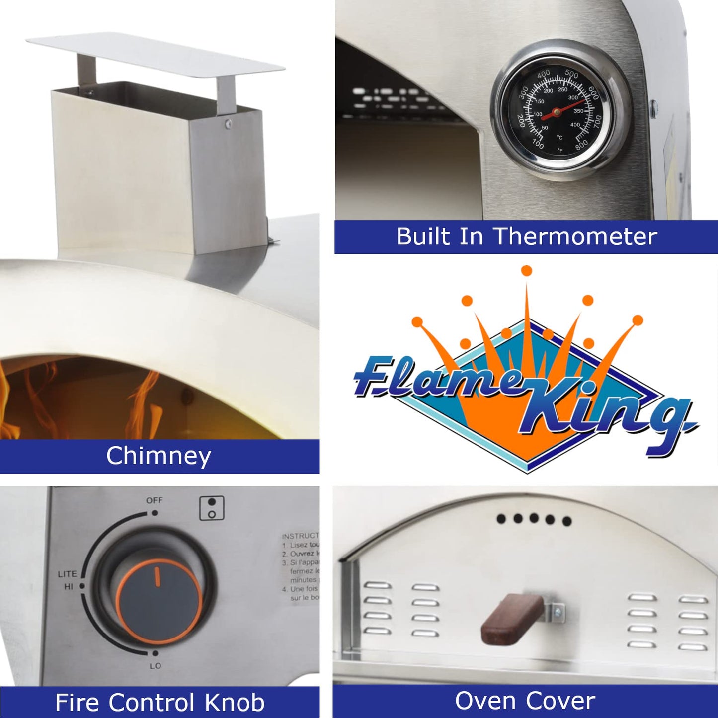 Flame King Propane Gas Pizza & Food Outdoor Oven for Camping, Backyard, Tailgating
