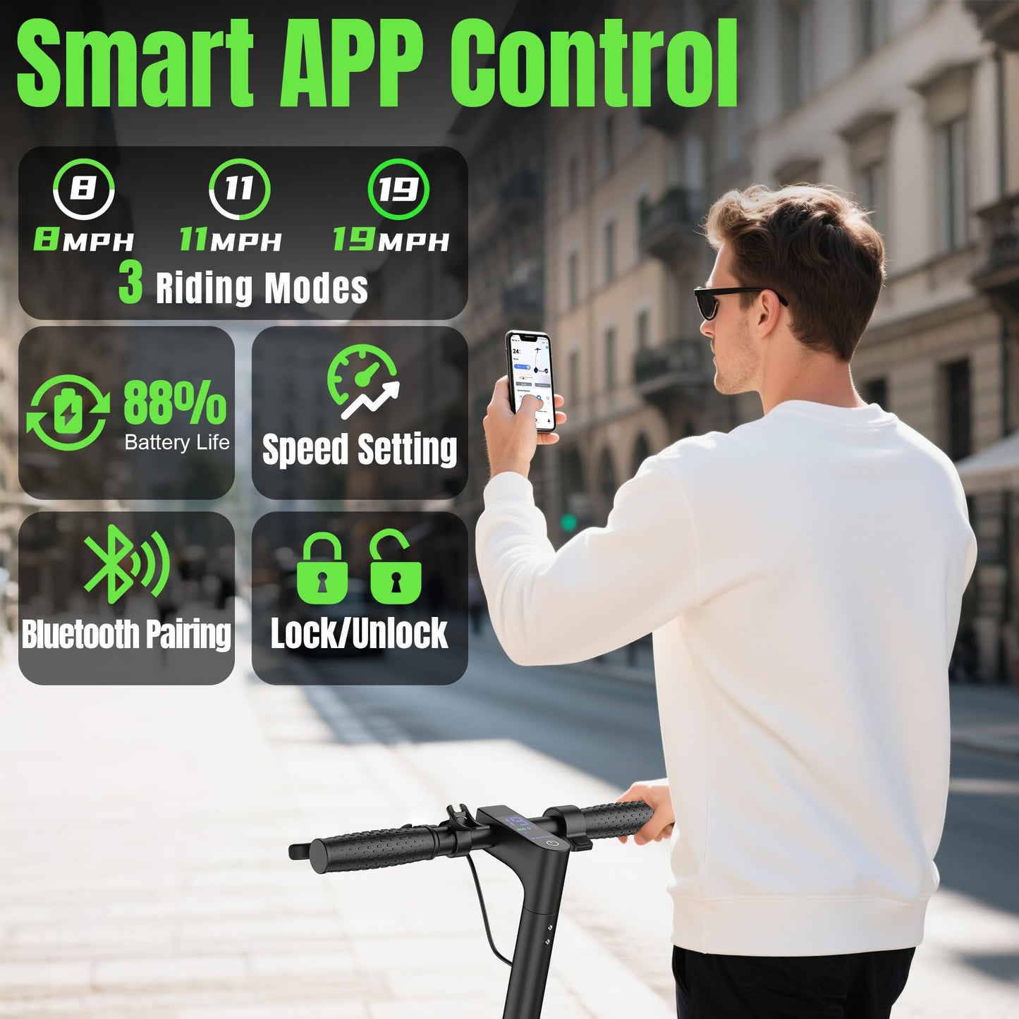 VOLPAM Electric Scooter with 8.5"/10" Solid Tire, 350W/500W Powerful Motor & 19/22 MPH Top Speed, 16-28 Miles Long Range, Folding E Scooter Choice