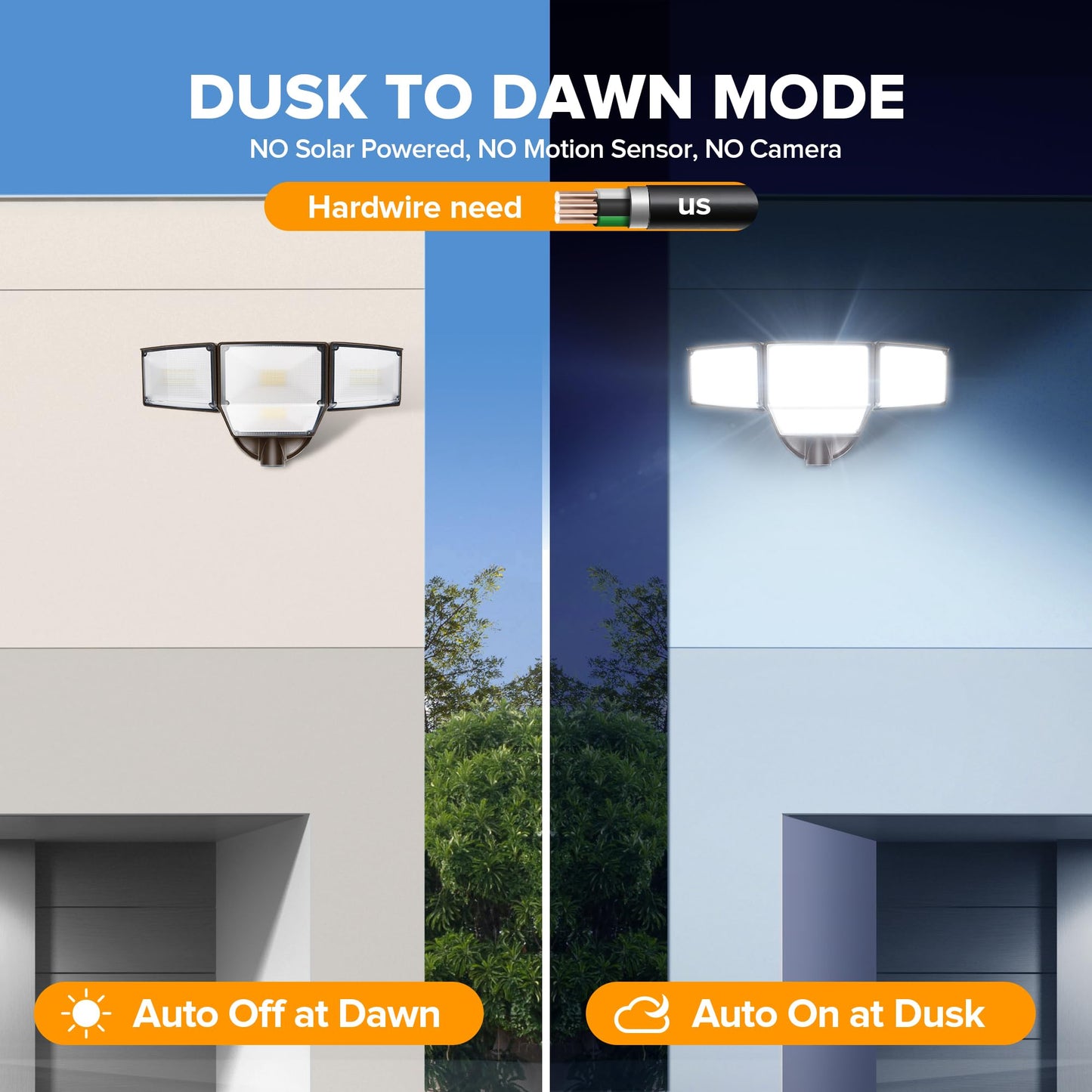 LUTEC 80W Dusk to Dawn LED Flood Light, 9000LM, IP65 Waterproof, 5000K Daylight, Brown, Model 7632815412