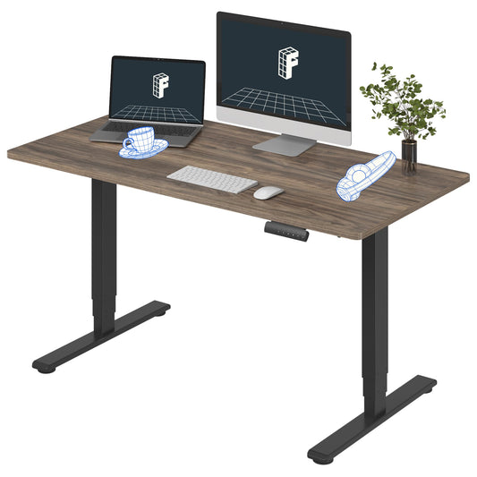 FLEXISPOT E6 3-Stage Dual Motor Electric Standing Desk 55 x 28 Sit Stand Up Desk, Holds 220 lbs, Adjustable Height w/Memory Presets, One-Piece Brown Wood Grain Desktop & Black Frame, Ships in 2 Boxes