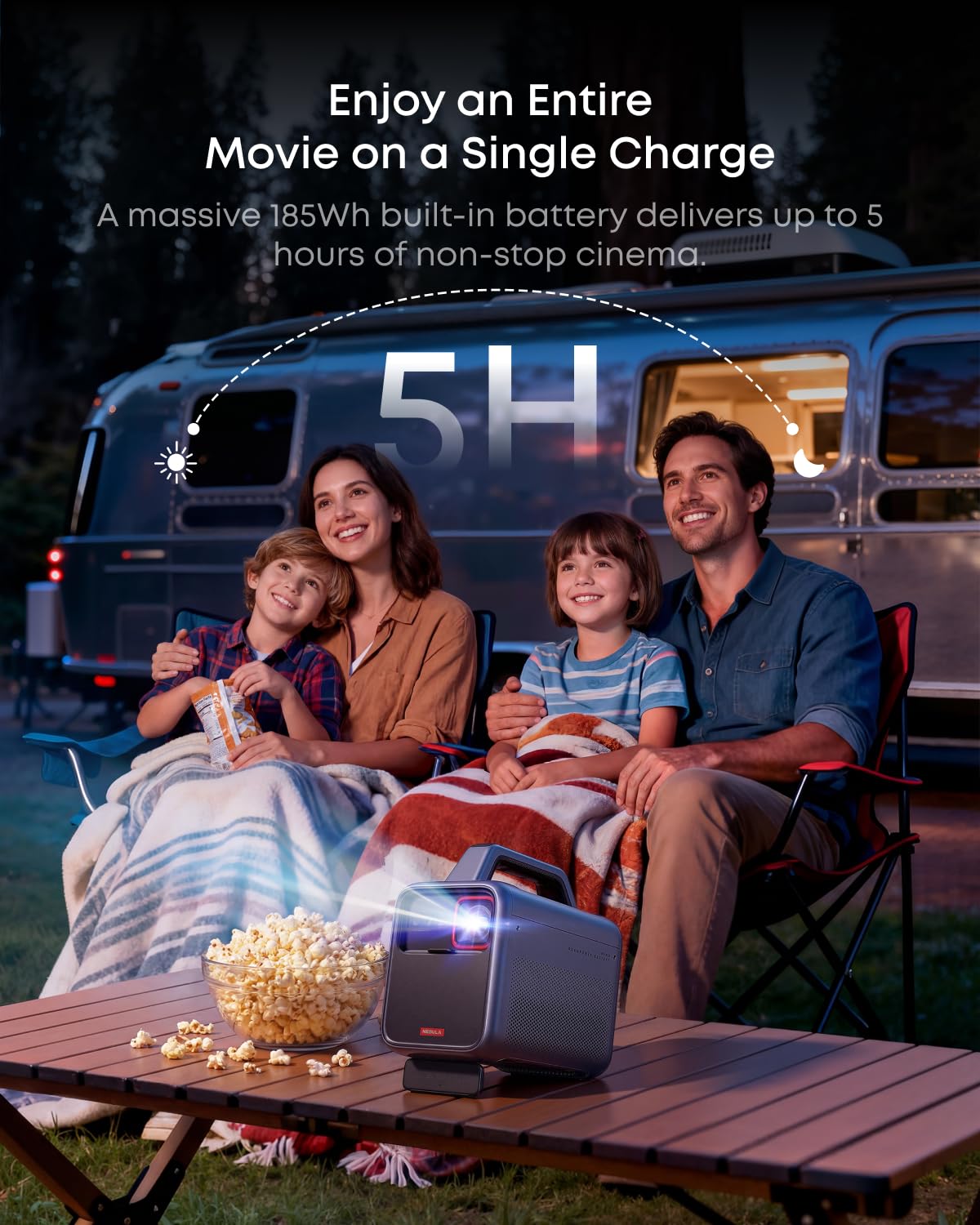 NEBULA Mars 3 Outdoor Portable Projector, 1000 ANSI Lumens, AI-Powered Image, Built-In Battery with 5 Hour Playtime, Android TV, 200 Inch Home Theater, for Backyard, Office and Business, and Camping