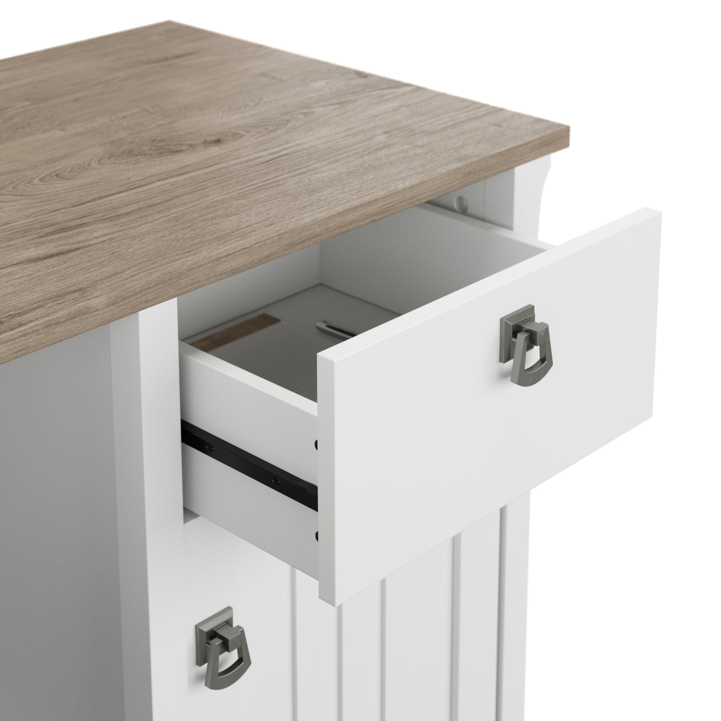 Bush Home Salinas L-Shaped Desk with Hutch | Study Table with Drawers and Cabinets in Pure White and Shiplap Gray | Home Office Computer Desk | Work Desk with Storage