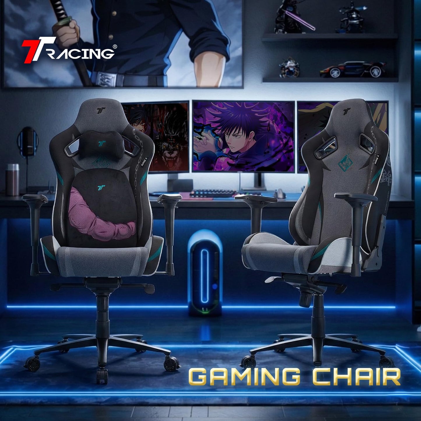 TTRACING Jujutsu Kaisen Toji Gaming Chair, Heavy Duty 440lb Ergonomic Computer Desk Chair with 4D Armrests & 155° Recline, High Back PU Leather Office Chair for Adults, Black