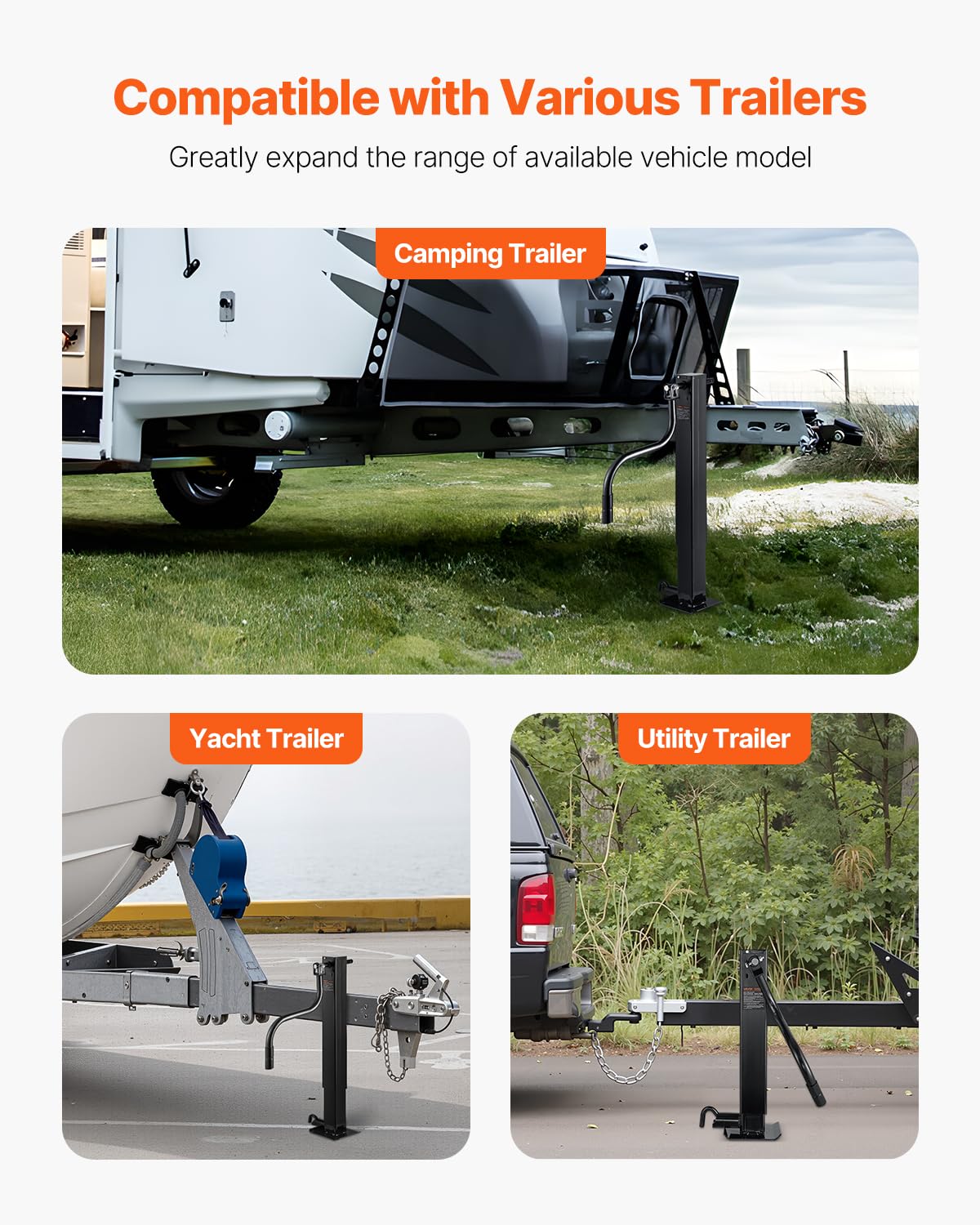 VEVOR Trailer Jack, 12000 lbs Dynamic Load Capacity, Weld-on Pipe-Mount Swivel Trailer Jack with Ergonomic Handle, 12.6-inch Vertical Travel, Suitable for RV, Horse, Utility, Camping, Yacht Trailers