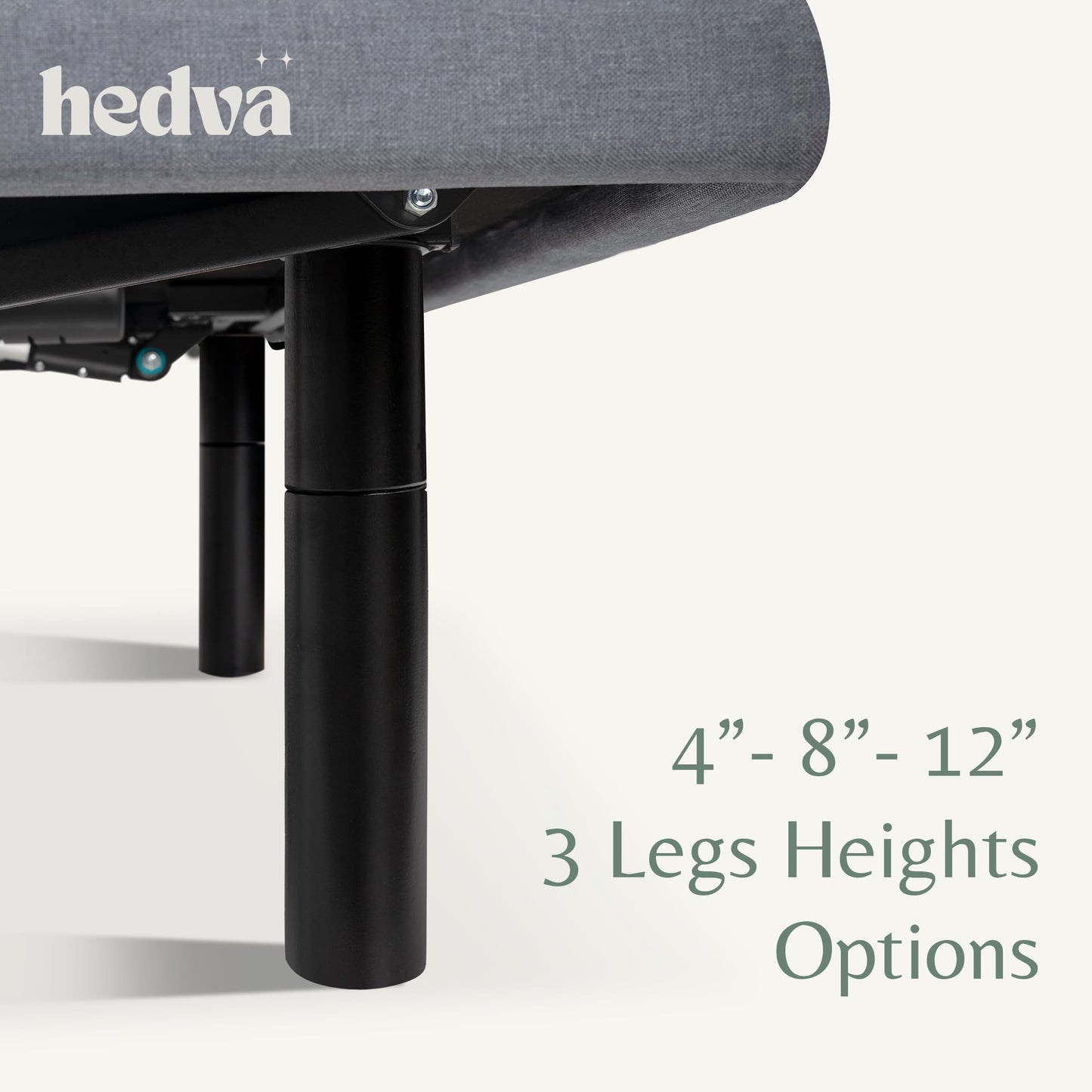 Hedva Queen Adjustable Bed Frame, Head & Foot Incline, Zero Gravity, Massage, Anti-Snore, 4 USB Ports, LED Under-Bed Light, Easy 5 Min Assembly, Wireless Remote (Black)