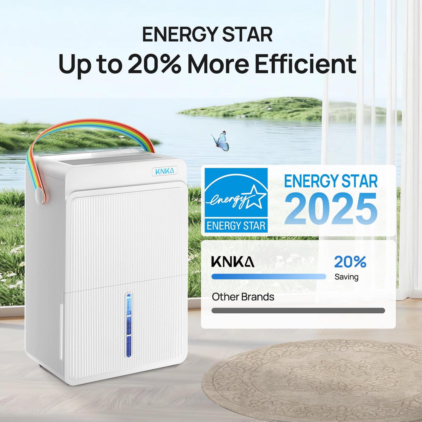 KNKA ENERGY STAR 4500 Sq.Ft Dehumidifier, Max 80 Pint/Day Dehumidifier with Drain Hose, Dehumidifier for Basement, Bedroom, Bathroom, Large Room, Smart Humidity Control, Dual Timer, Sleep Mode