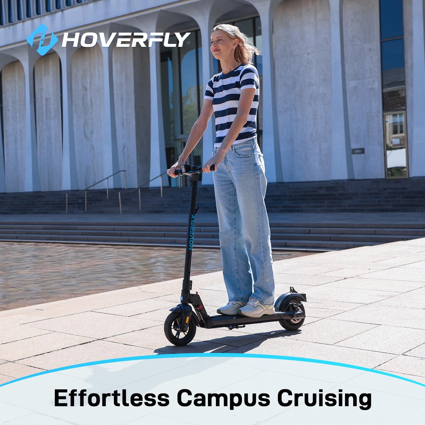 HOVERFLY X1 Electric Scooter for Adults, Anti Flat 8.5" Solid Tire, Max 10 Mile Range and 15.5Mph Speed Power by 250W Motor, Lightweight Portable Foldable Commuting E Scooter with EABS&Disc Brake