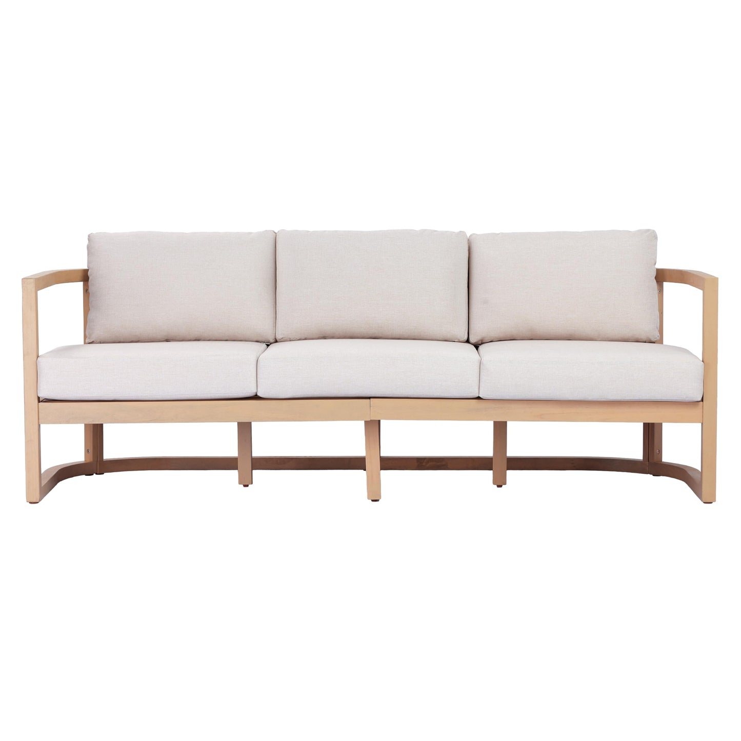 Christopher Knight Home Fido 8-Seater Patio Furniture Set with Cushion, 5 Piece Outdoor Acacia Wood Conversation Set, Sold Wood Outdoor Sectional Sofa Set with Coffee Table, Light Teak+Beige