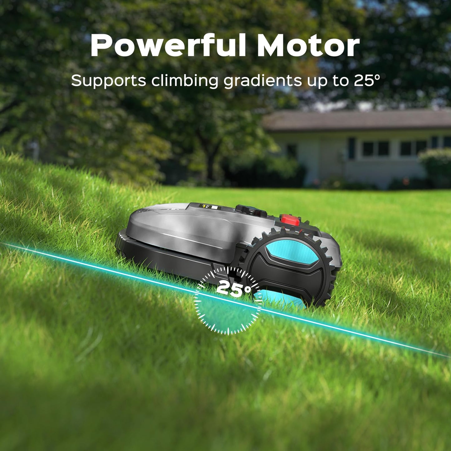 2026 New Robot Lawn Mower with App Control – Features Adjustable Cutting Height, Auto-Charging, Obstacle Detection and Brushless Motor for Lawns Up to 1/8 Acre, Deep Gray