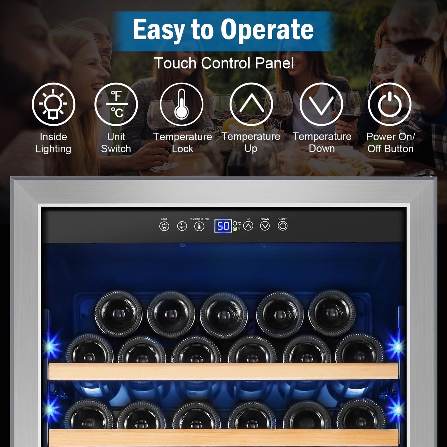 FoMup Wine Fridge 24 Inch, 190 Bottles Freestanding or Built-in Wine Cooler Refrigerator with Sliding Rail Shelves, Professional Wine Cellar Low Noise with Upgraded Reversible Door