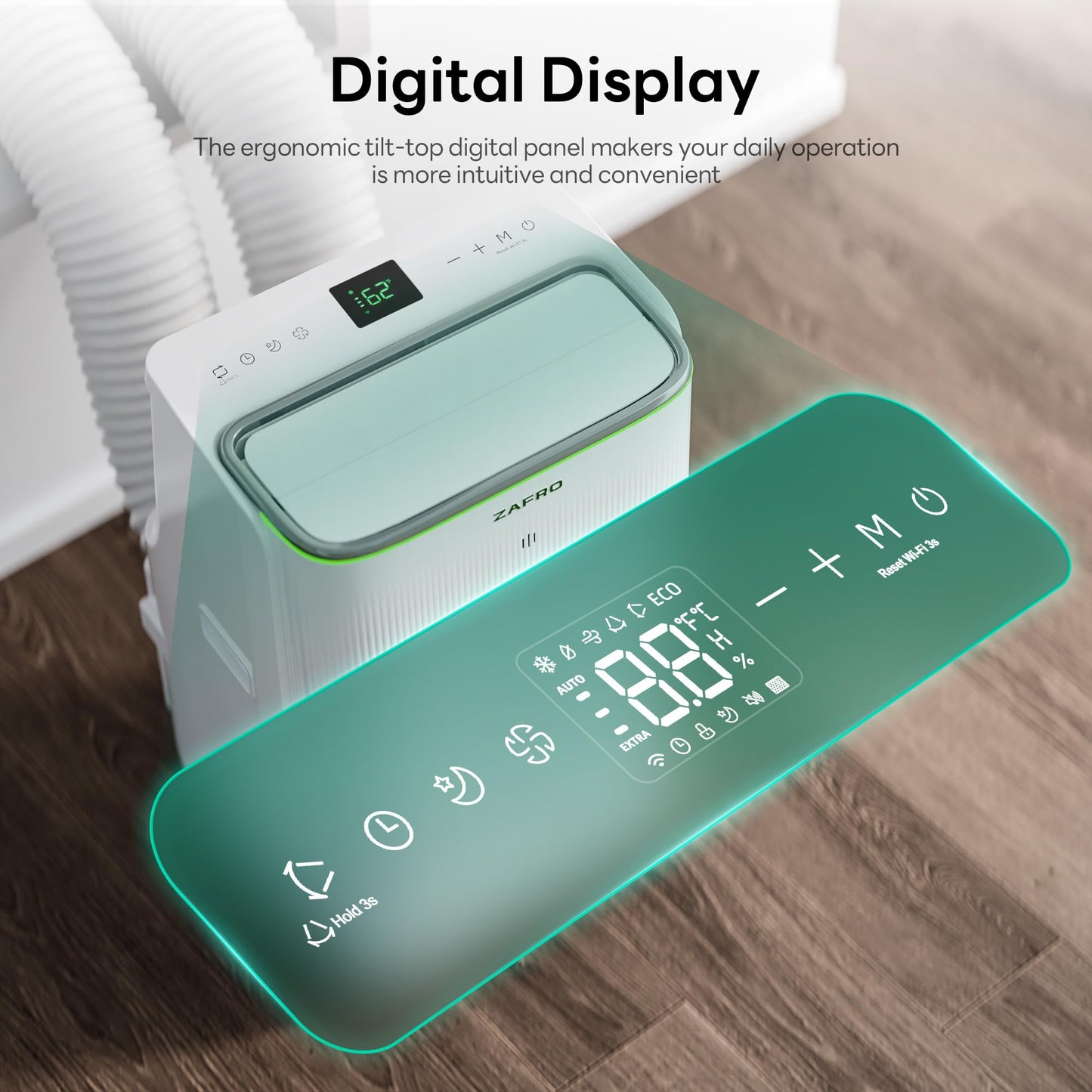 ZAFRO Smart Inverter Portable Air Conditioners, 12000 BTU (8000 BTU SACC) Dual Hose Portable AC Unit with Energy Saving/Ultra Quiet(42dB 2026)/Drainage-free Cool/APP/Remote for Multi-Scenario Use