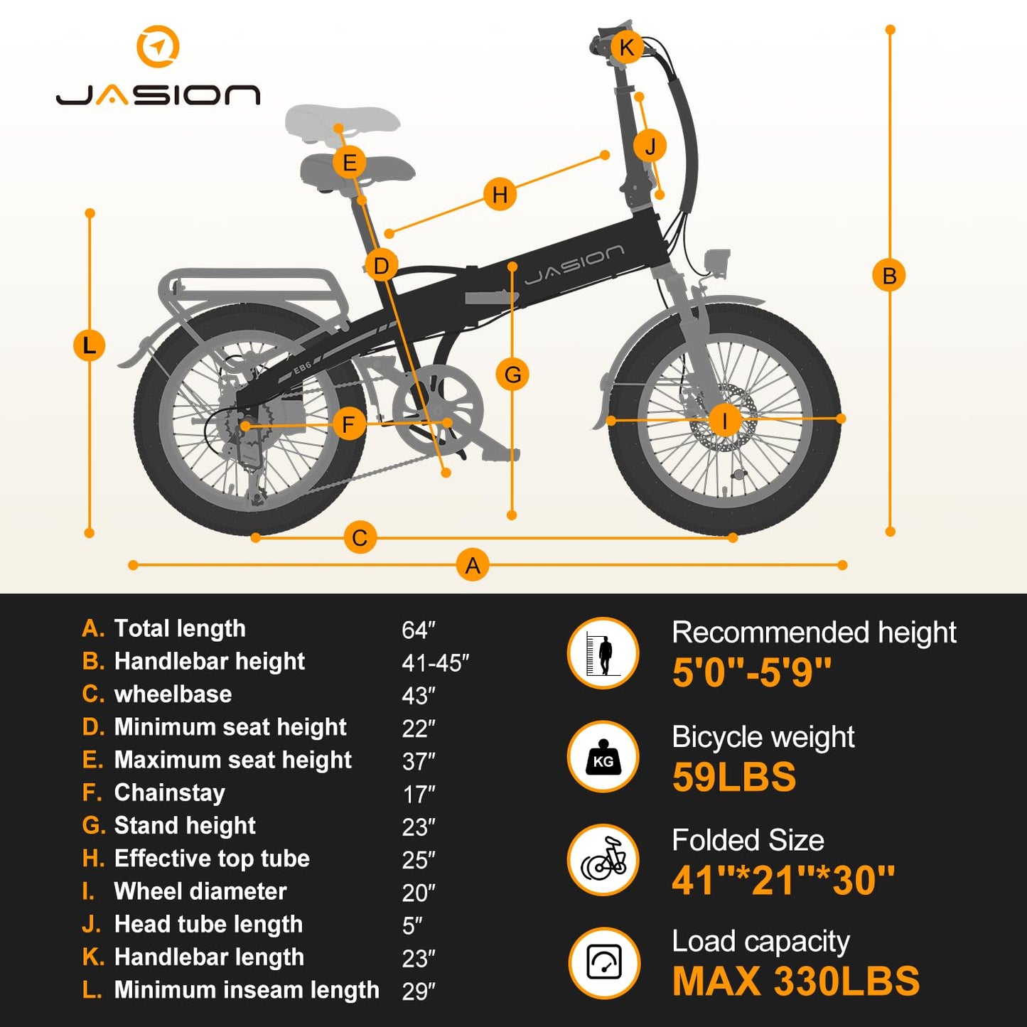 Jasion EBS Folding Electric Bike for Adults, Compact Portable 20" Fat Tire Ebike with 1200W Peak Motor, 48V Removable Battery, 25 MPH 50 Miles Aluminum Frame E-Bike for Trunk, RV, Apartment-PQL