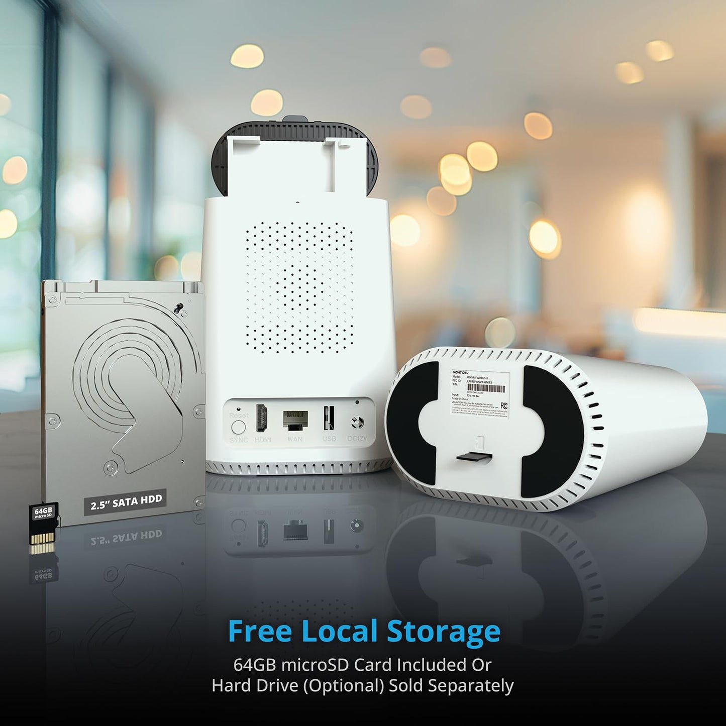 Night Owl 2K (4MP) Wi-Fi Security Hub System with 2 Wireless Battery Indoor/Outdoor Cameras, 64GB Local Storage, Motion Alerts, Remote Viewing, No Monthly Fees