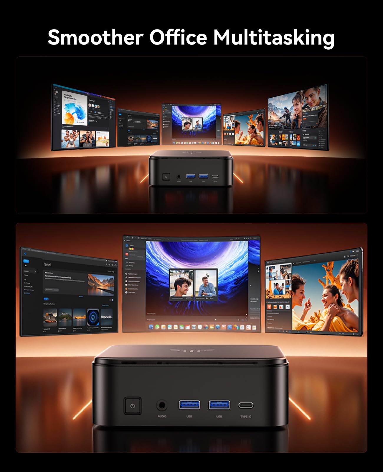 KAMRUI E3B Mini Gaming PC Windows 11 pro, AMD Ryzen 7 7730U (Upgraded 7640HS/7430U), 32GB RAM 1TB M.2 SSD Desktop Computers, 4K Triple Display/Type-C/WiFi6/BT5.2 for Gaming | Business | Home | Office
