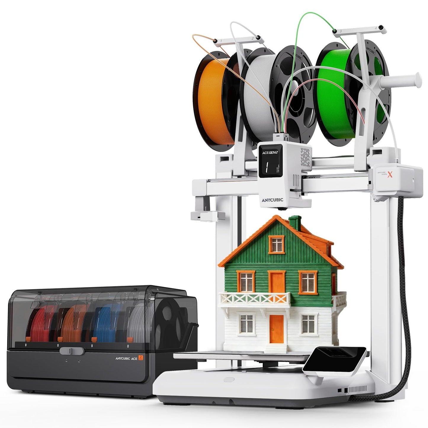 Anycubic Kobra X Combo High-Speed 3D Printer, Native 7-Color(up to 19), ACE GEN 2 with 81% Less Purge, 600mm/s, AI Monitoring, Latest-Level Multi-Color Printing for Geeks Professional with ACE 2 PRO