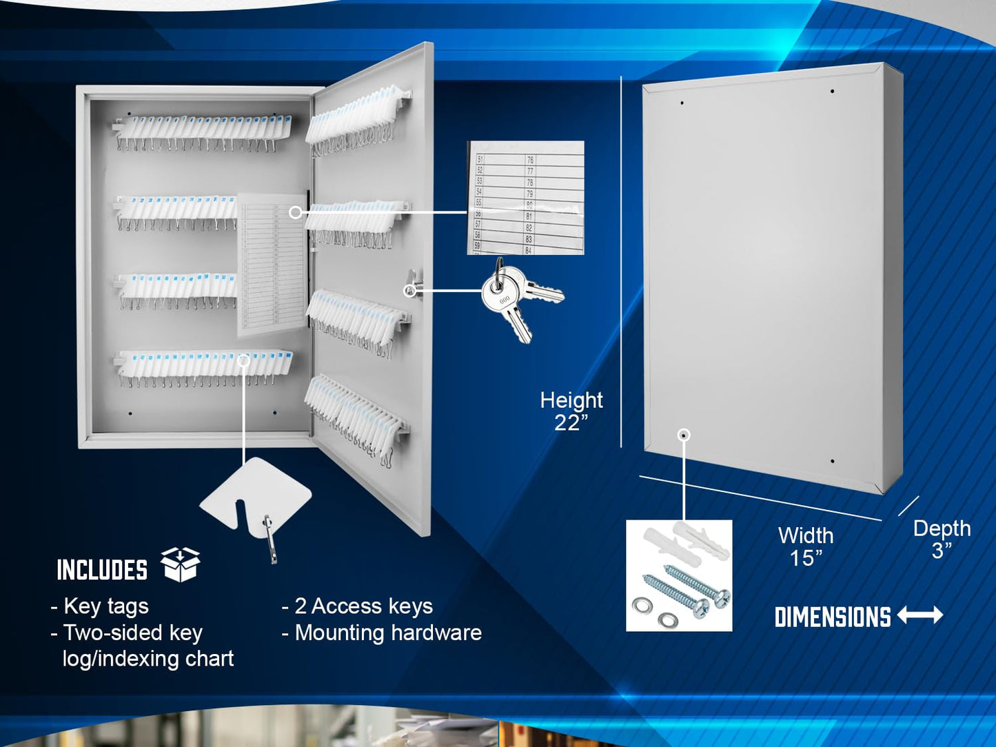 Barska 160-Position Key Cabinet Lock Box with Key Lock