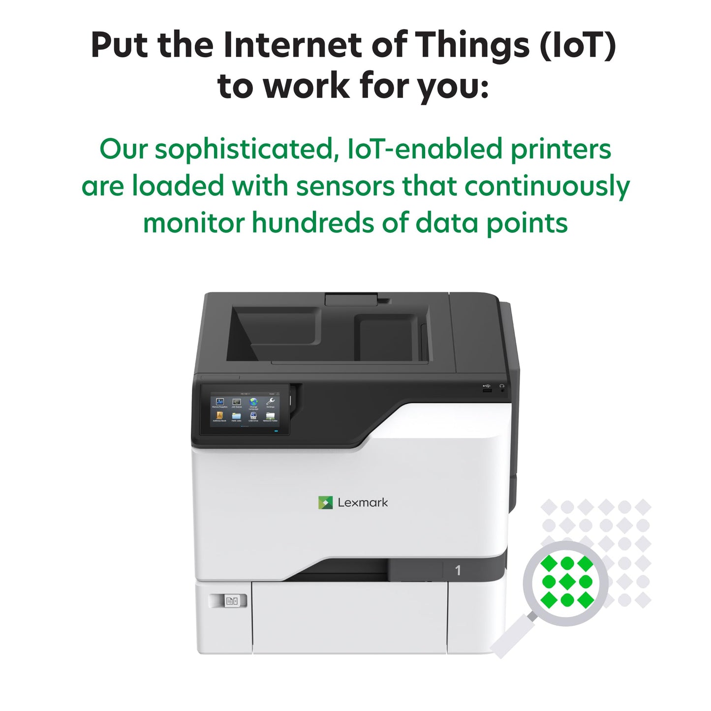 Lexmark CS735de Color Laser Printer, Wireless connectivity, Intelligent Storage Drive Available, Ethernet, Energy Star, 4.3-inch Color Touch Screen and Print Resolution at 1200 x 1200 dpi.(47C9100)