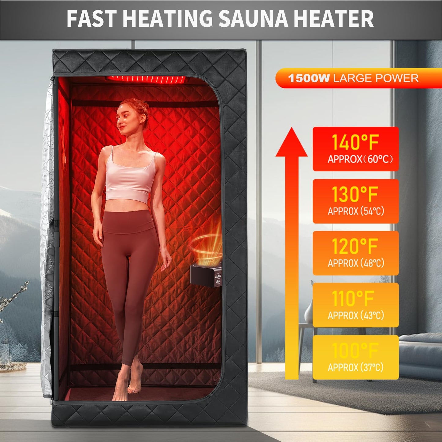 iDOTODO Portable Far Infrared Sauna Box for Home with 660nm Red Light Panel, Upgraded Infrared Dry Sauna for Home, 140℉, Heating Foot Pad, Upgraded Comfortable Chair