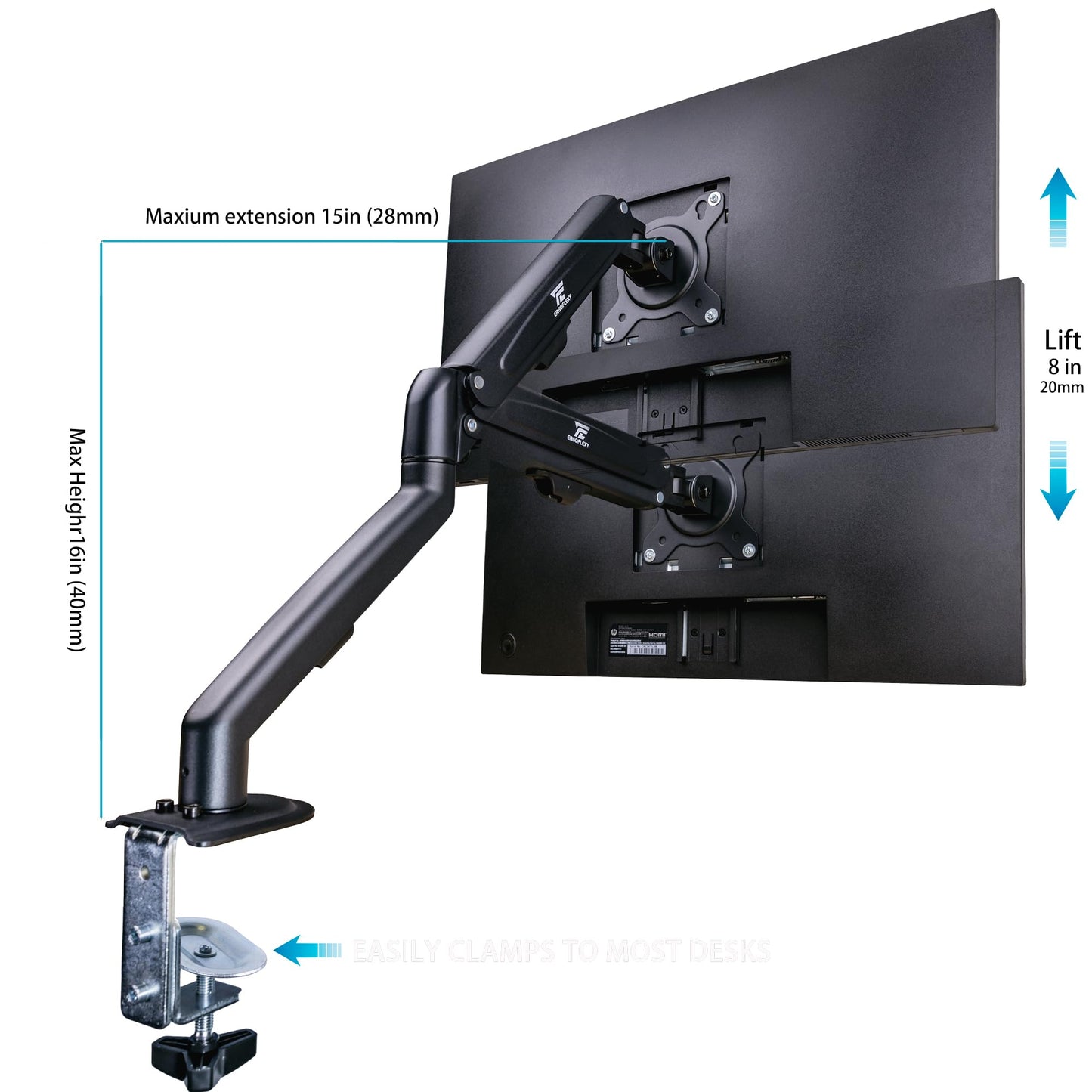 HP Series 5 Pro 24" WUXGA IPS Monitor with 5ms Response Time, Flicker Free, VESA Mount (100mm), Displayport, HDMI, Black/Silver Color with DKZ Hub & ErgoFlexy Single Monitor Mount